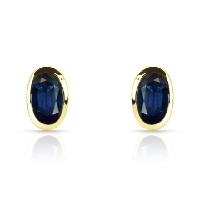 9ct Yellow Gold 0.60ct Sapphire Single Stone Framed Stud Earrings Image