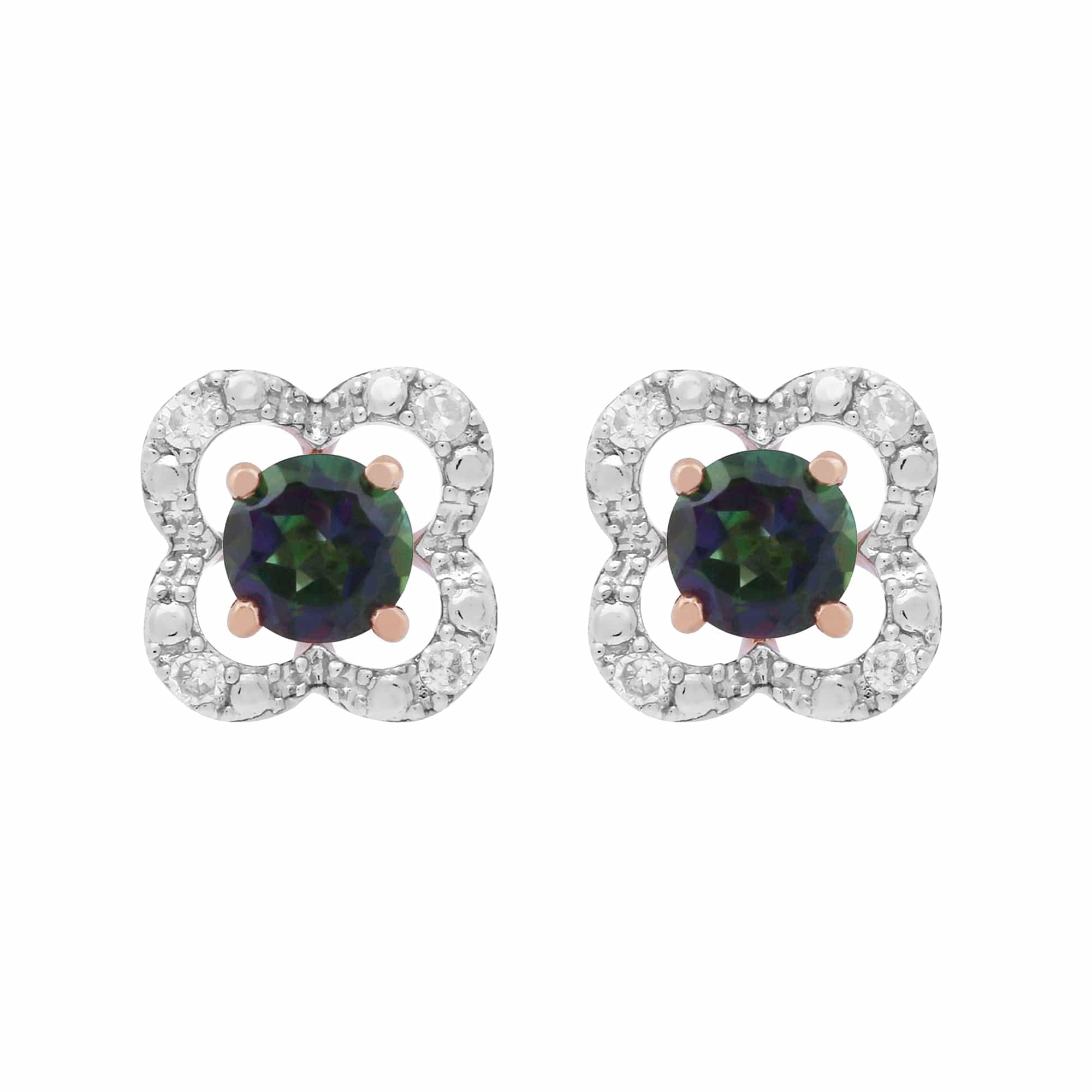 183E4316029-191E0373019 Classic Mystic Topaz Stud Earrings with Detachable Diamond Flower Jacket in 9ct Rose Gold 1