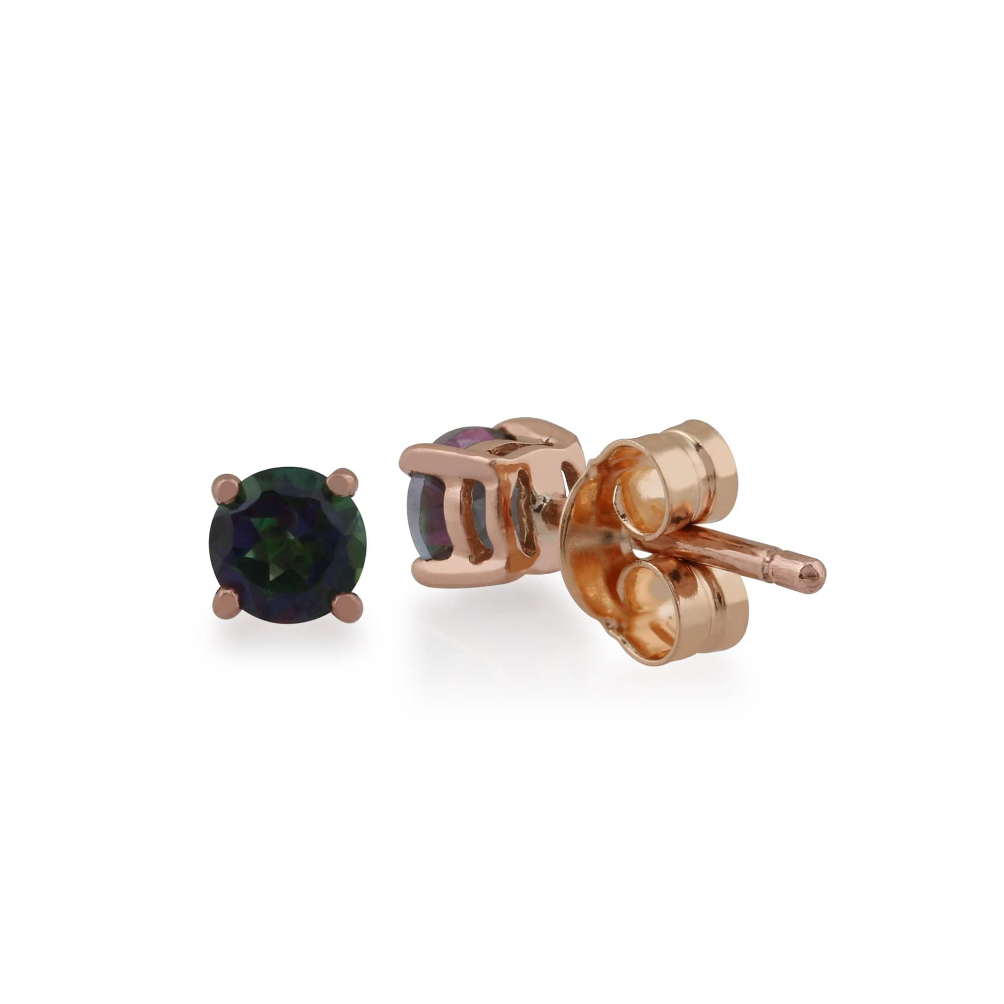 Classic Round Mystic Topaz Claw Set Stud Earrings in 9ct Rose Gold - Gemondo