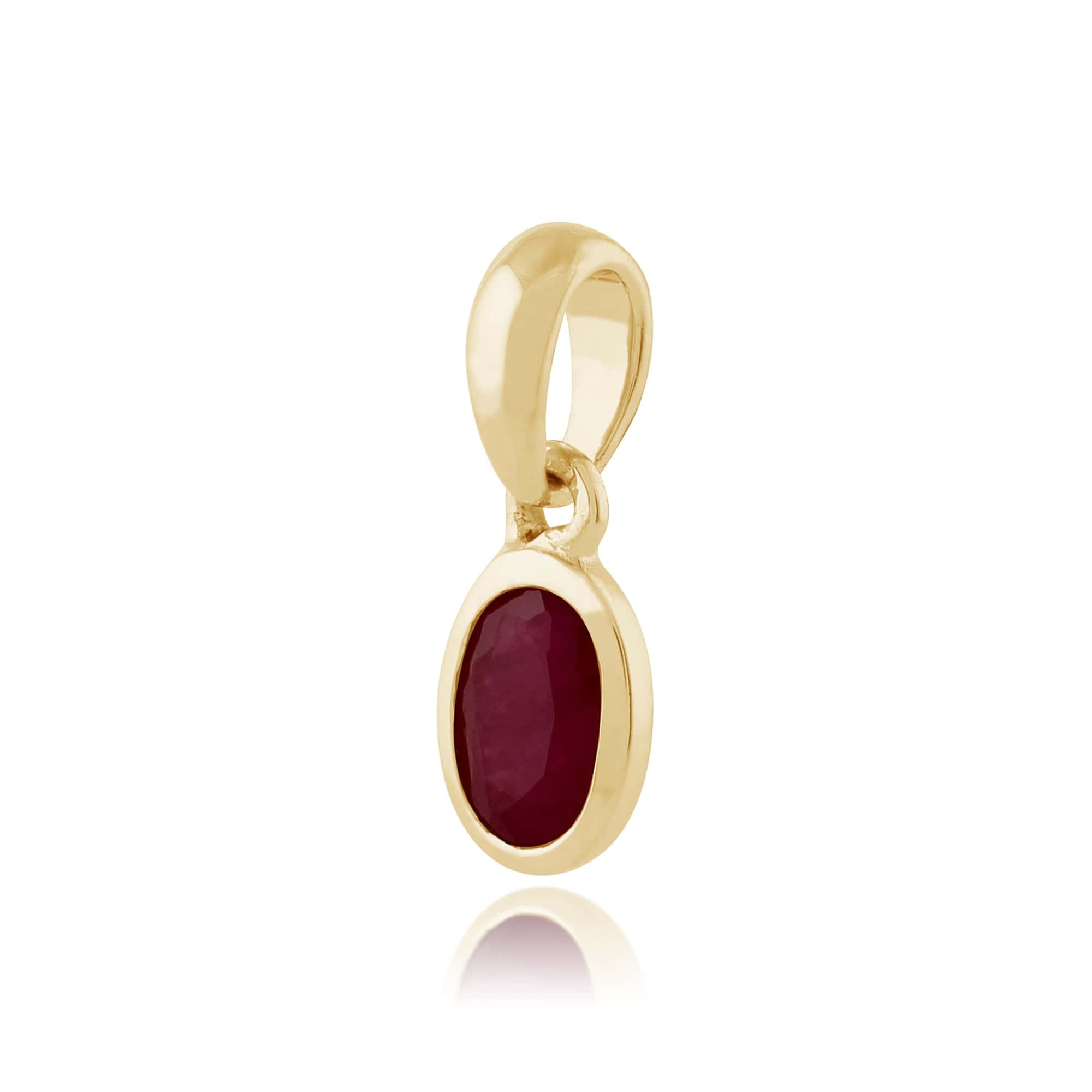 183P1120039 Classic Oval Ruby Pendant in 9ct Yellow Gold 2