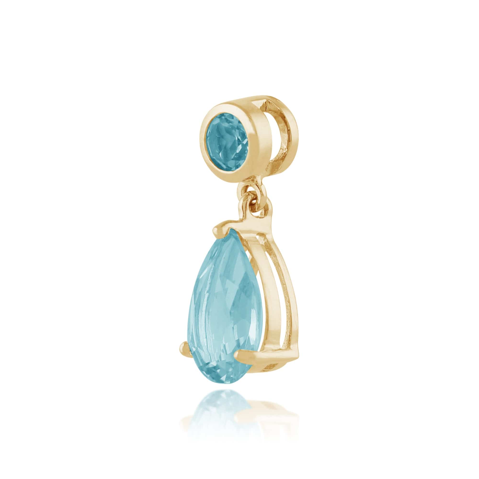 186P0188029 Classic Pear Blue Topaz Pendant in 9ct Yellow Gold 2