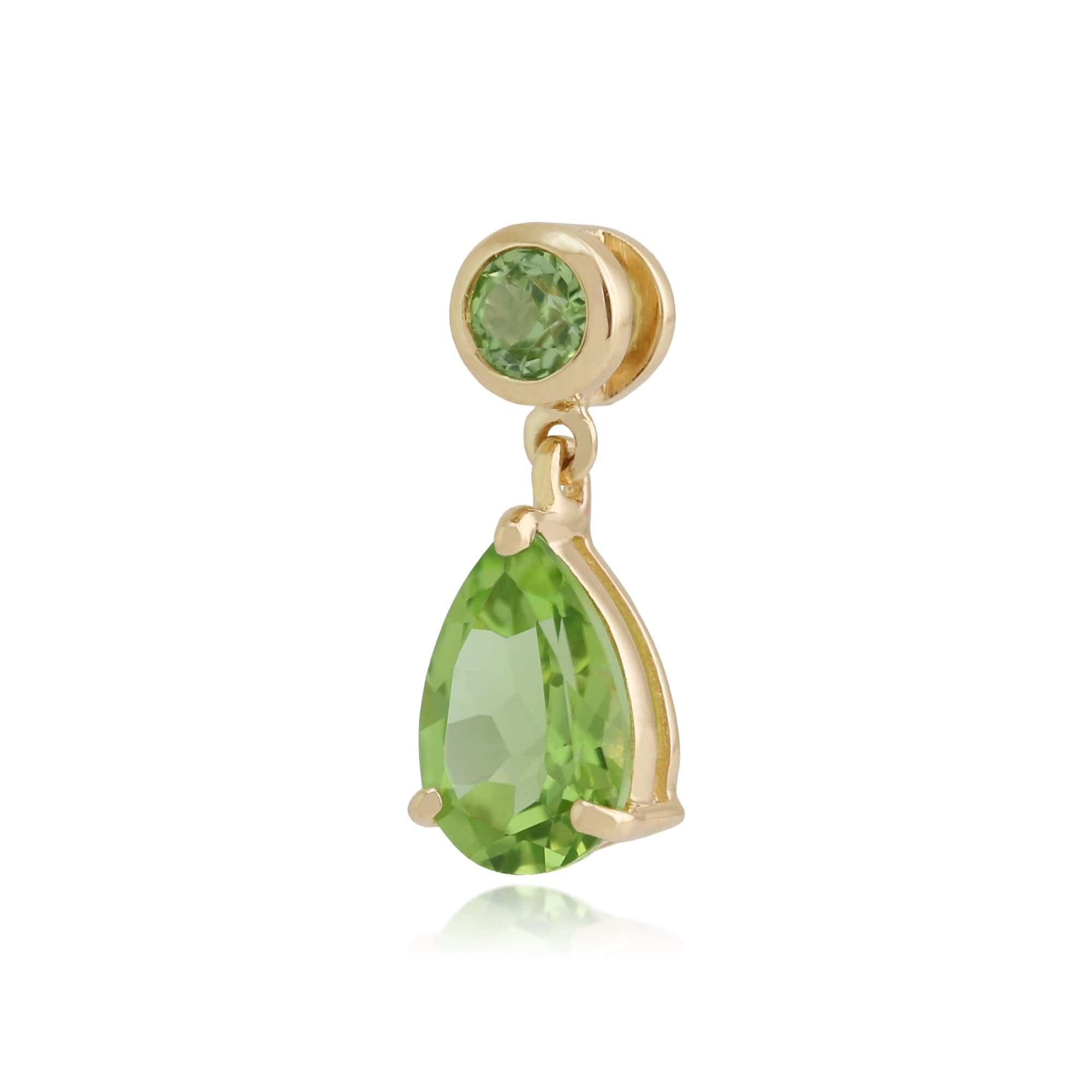186P0188059 Classic Pear & Round Peridot Pendant in 9ct Yellow Gold 4