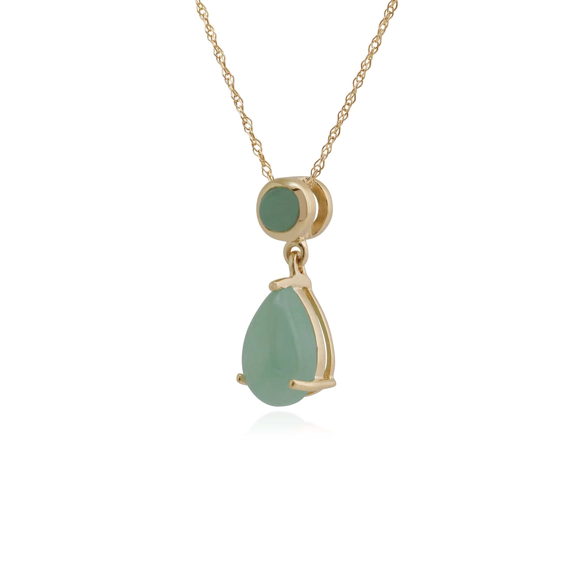 186P0188109 Classic Pear & Round Green Jade Pendant in 9ct Yellow Gold 2
