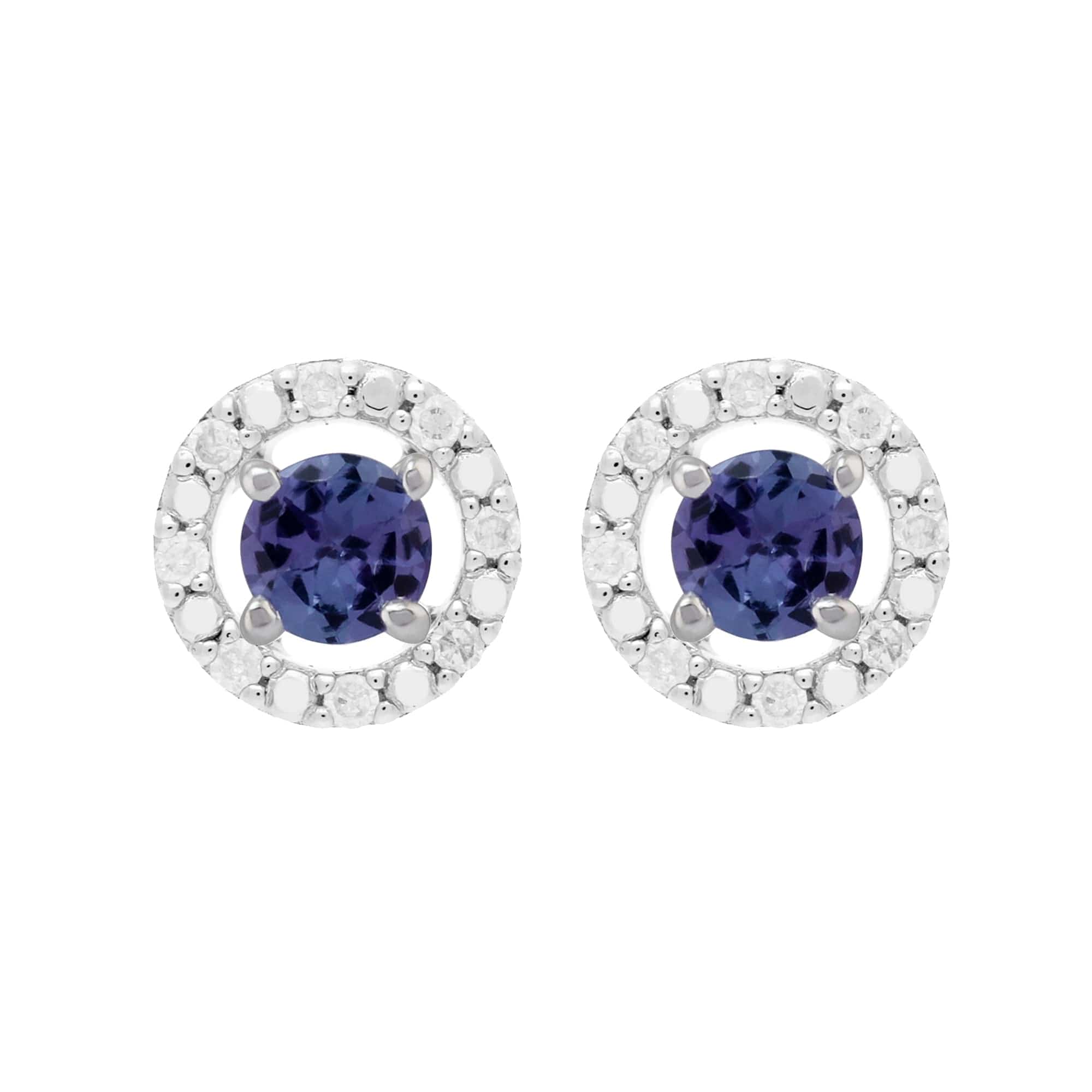 18937-162E0228019 Classic Round Tanzanite Stud Earrings with Detachable Diamond Round Ear Jacket in 9ct White Gold 1