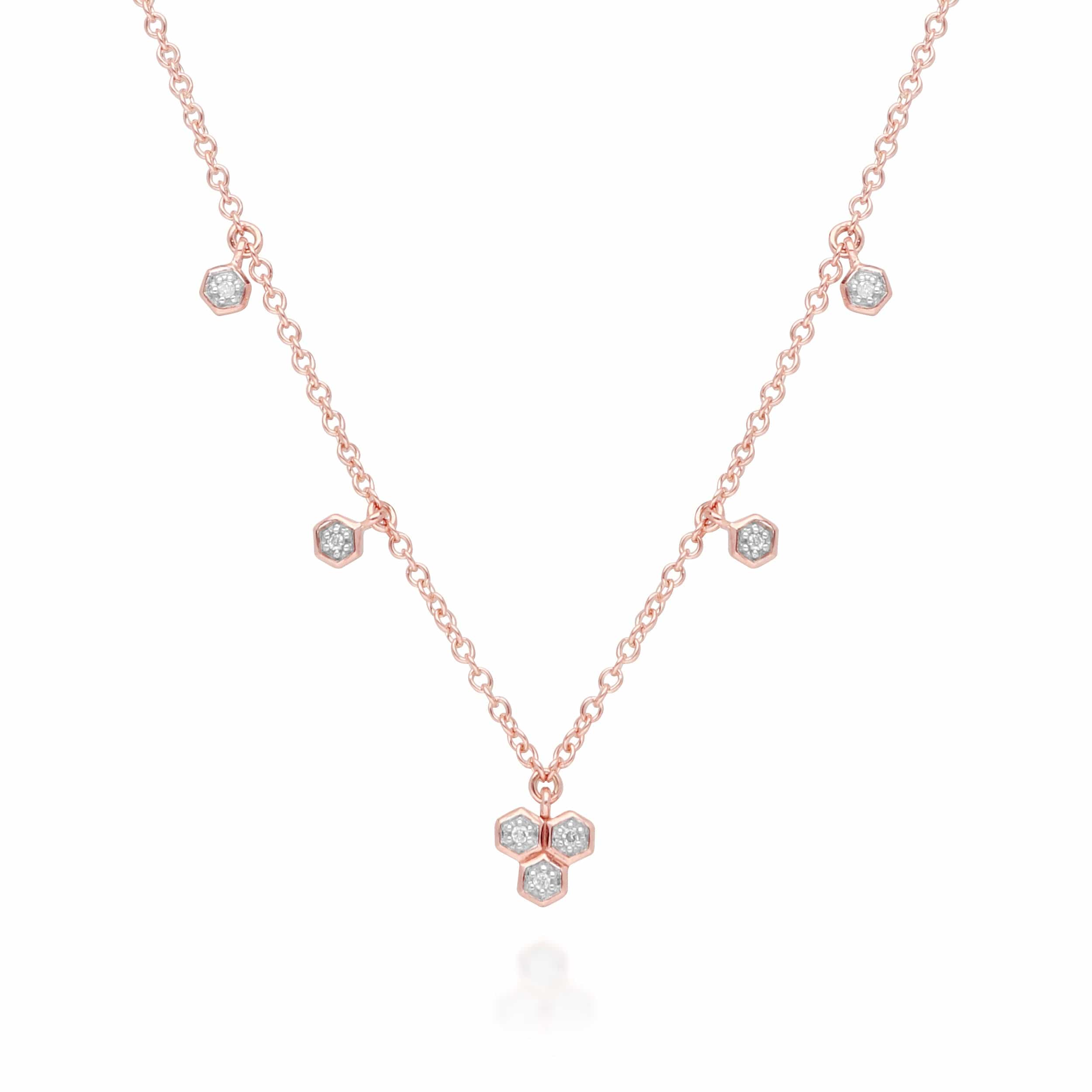 Diamond Trilogy Choker Necklace in 9ct Rose Gold - Gemondo