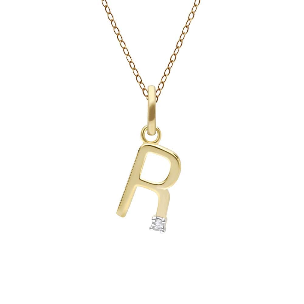 Initial Diamond Letter Necklace In 9ct Yellow Gold - Gemondo