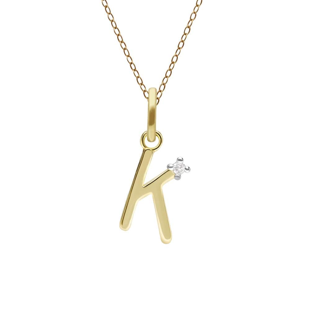 Initial Diamond Letter Necklace In 9ct Yellow Gold - Gemondo