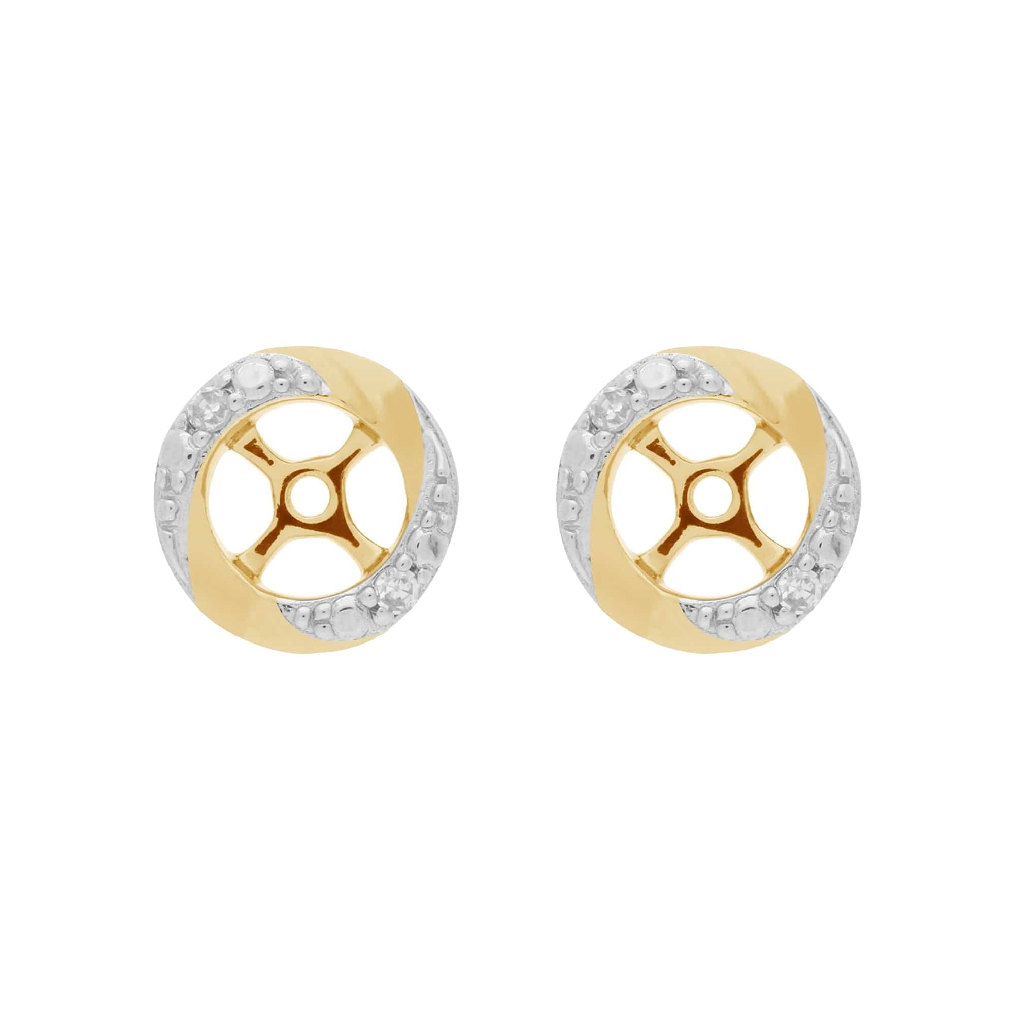 Classic Round Blue Topaz Stud Earrings with Detachable Diamond Halo Ear Jacket in 9ct Yellow Gold - Gemondo