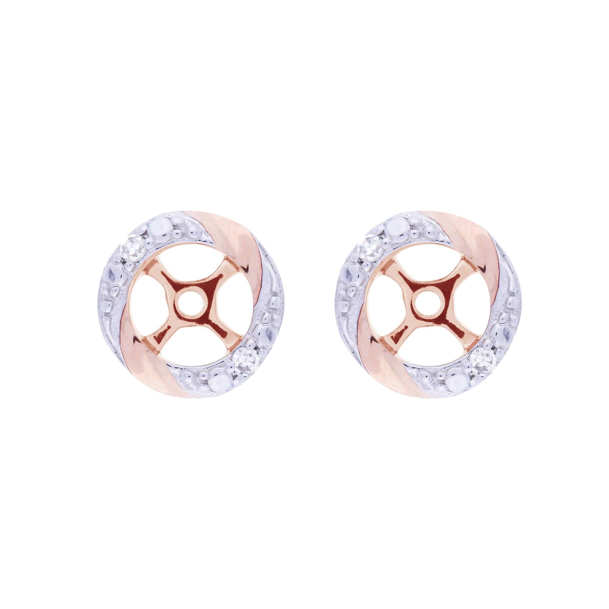 Classic Round Ruby Stud Earrings with Detachable Diamond Round Earrings Jacket Set in 9ct Rose Gold - Gemondo