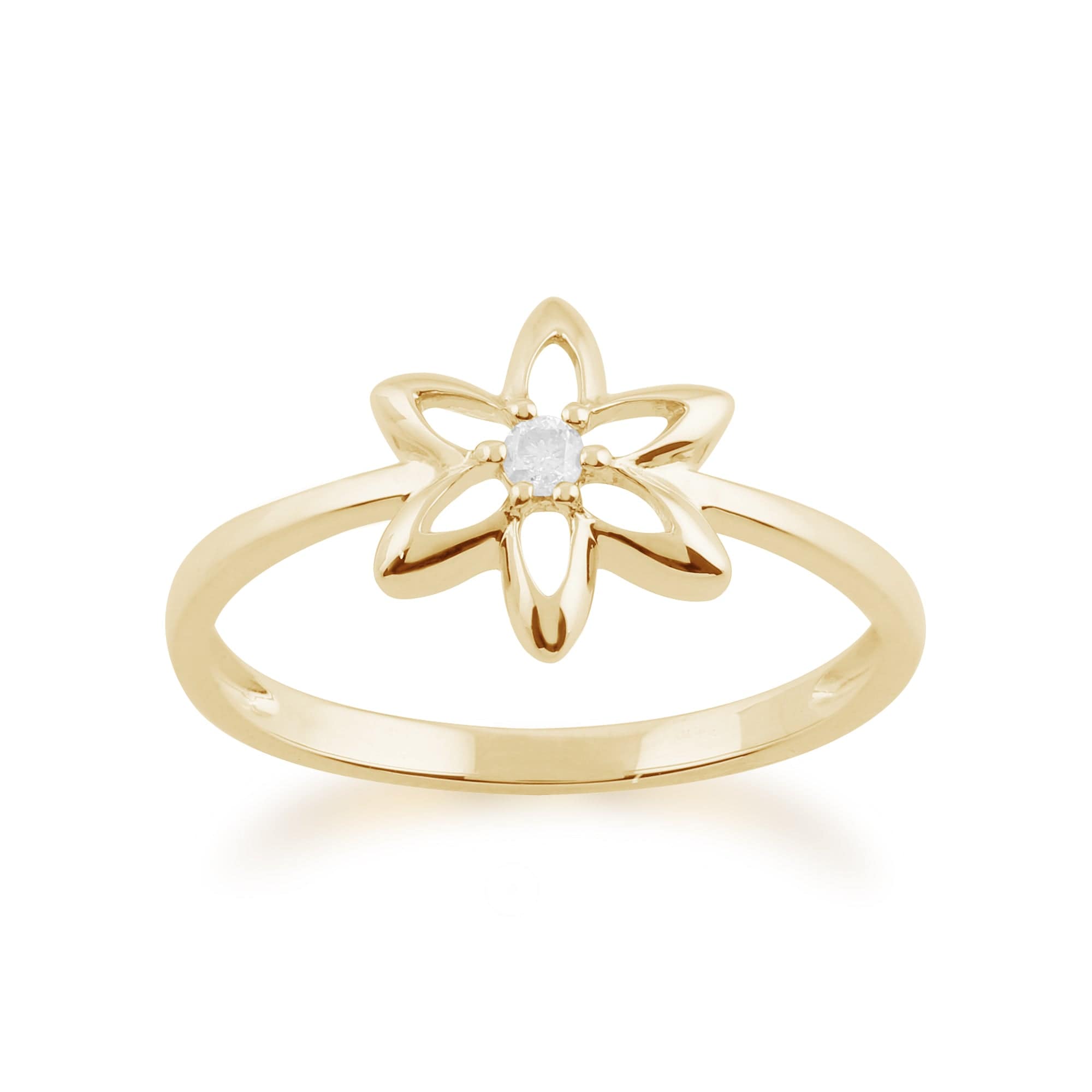 Gemondo 9ct Yellow Gold 0.03ct Diamond Spring Starflower Ring Image 1