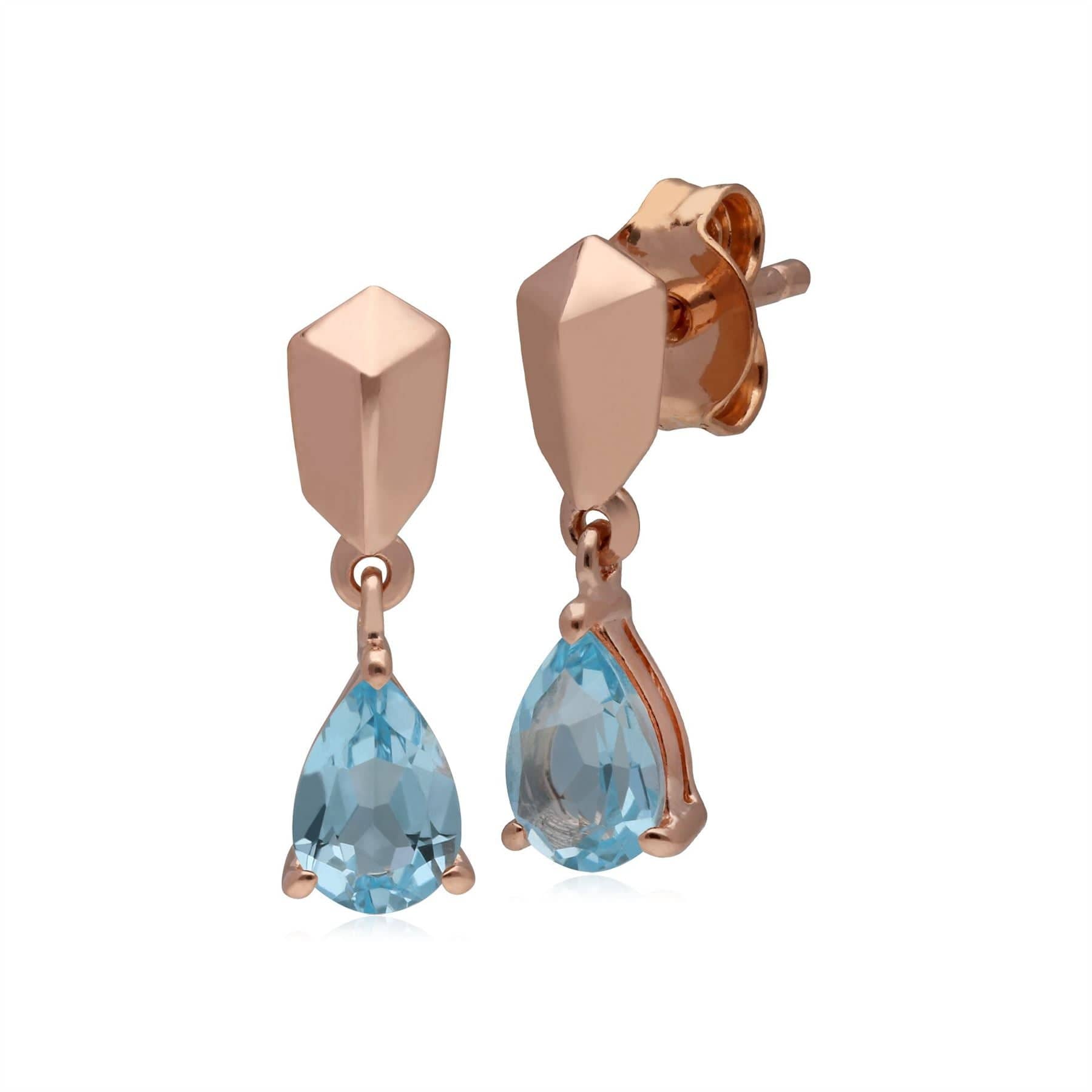 Micro Statement Topaz Drop Earrings in Rose Plated Silver