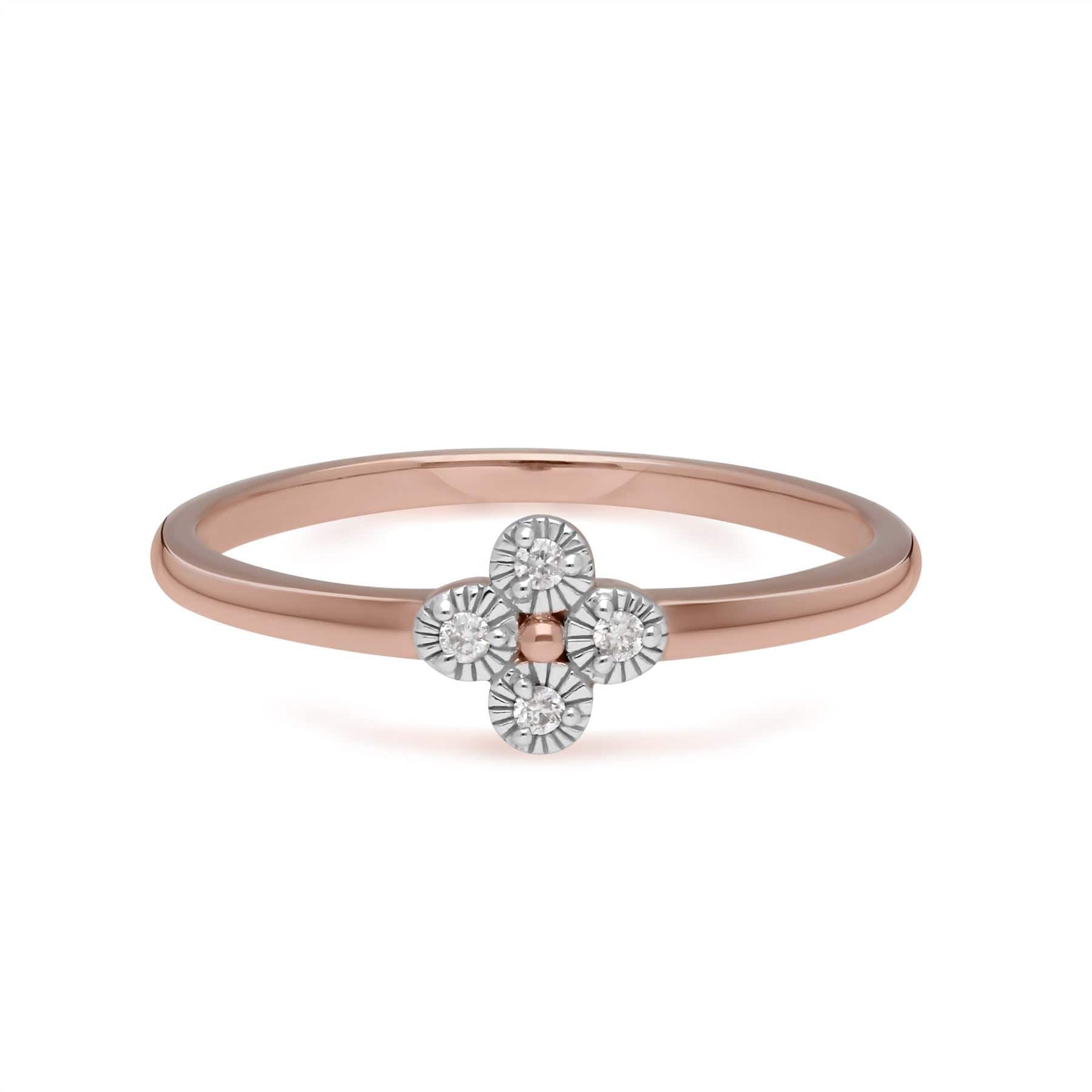 Diamond Flowers Ring in 9ct Rose Gold