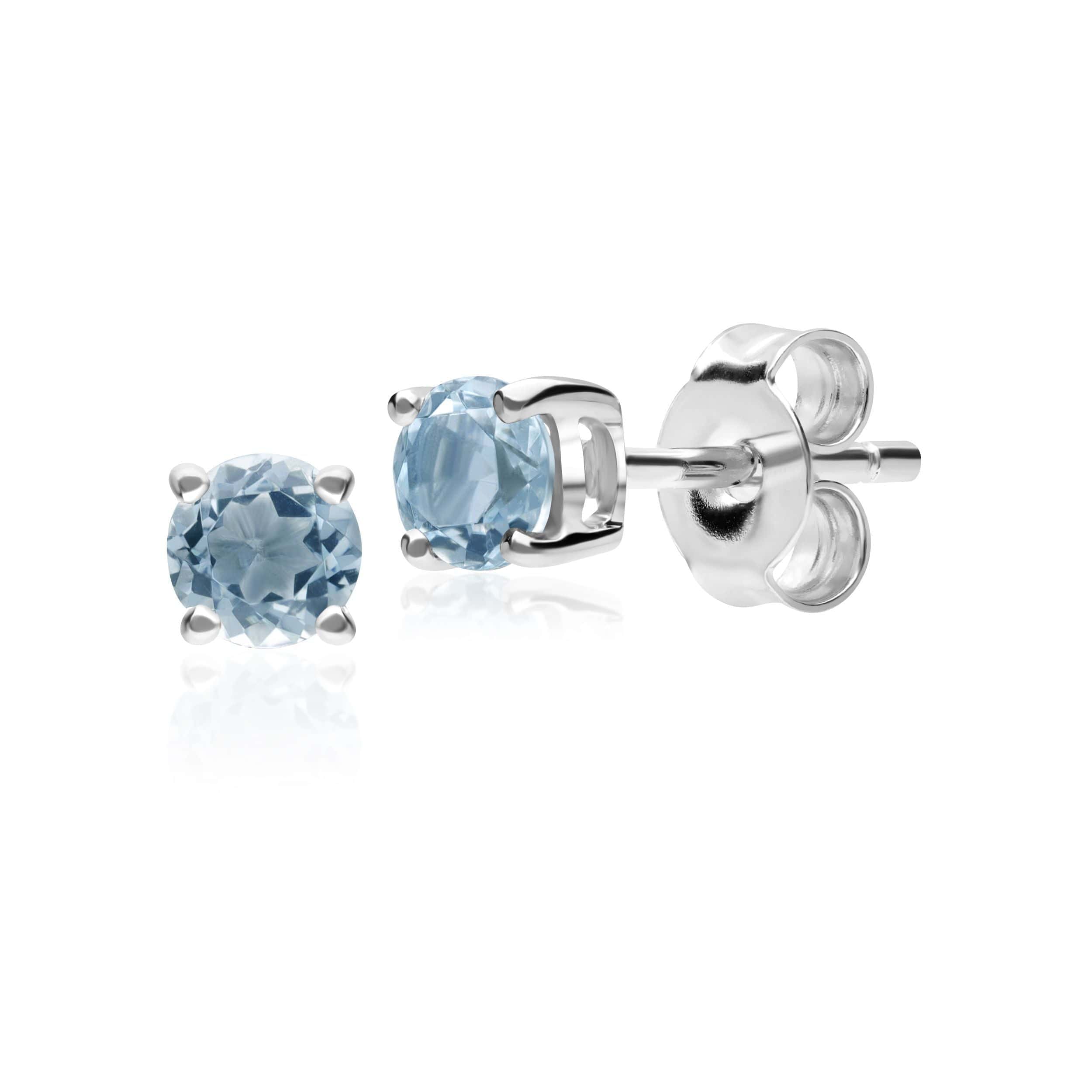 22526-162E0228019 Classic Round Aquamarine Stud Earrings with Detachable Diamond Round Ear Jacket in 9ct White Gold 2