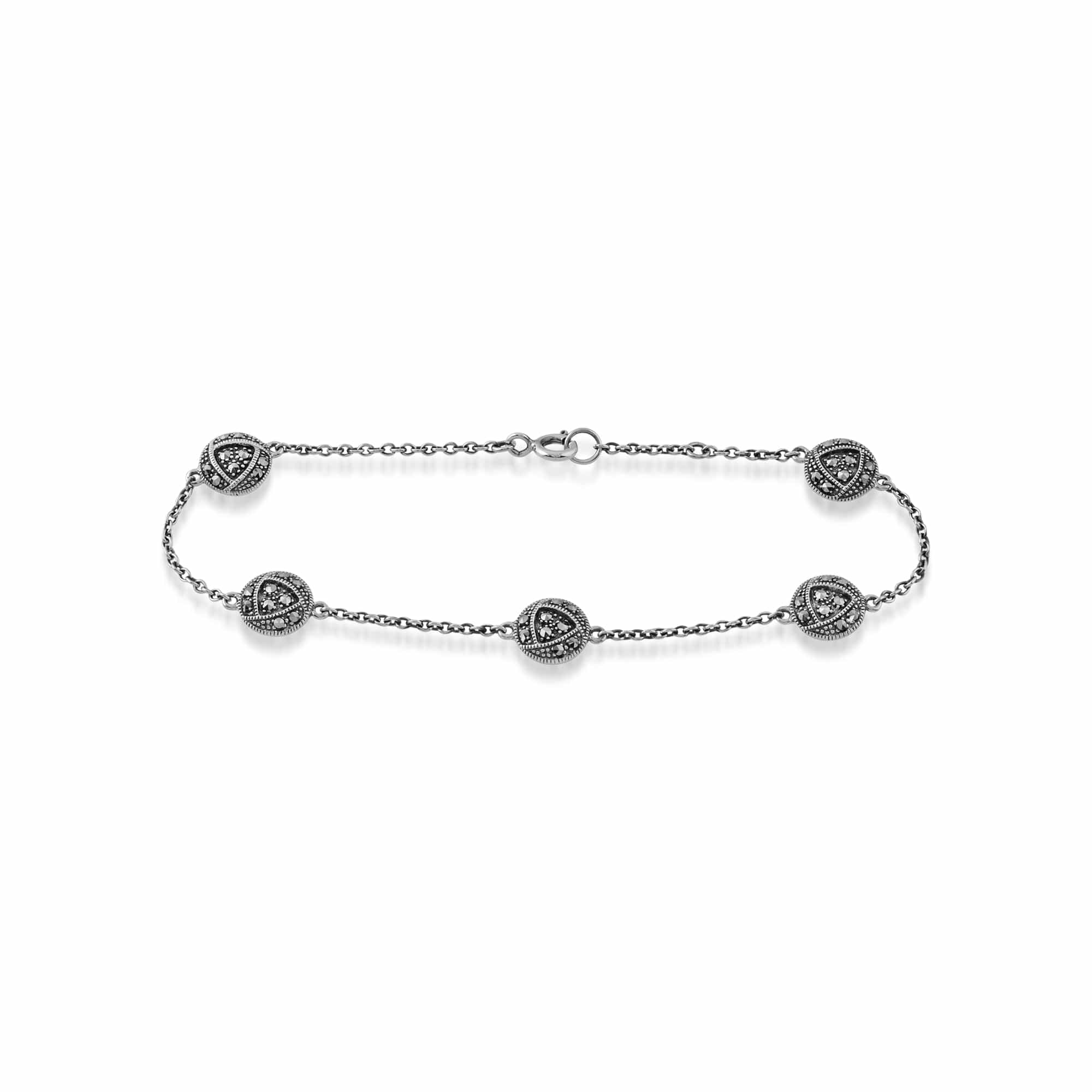 Rennie Mackintosh Marcasite Rose Drop Earrings & Bracelet Set Image 3