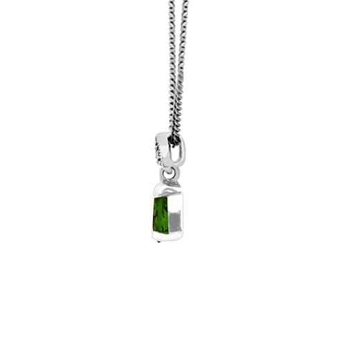 214E686104925-214N488906925 Art Deco Style Style Pear Emerald & Marcasite Leaf Stud Earrings & Pendant Set in 925 Sterling Silver 6