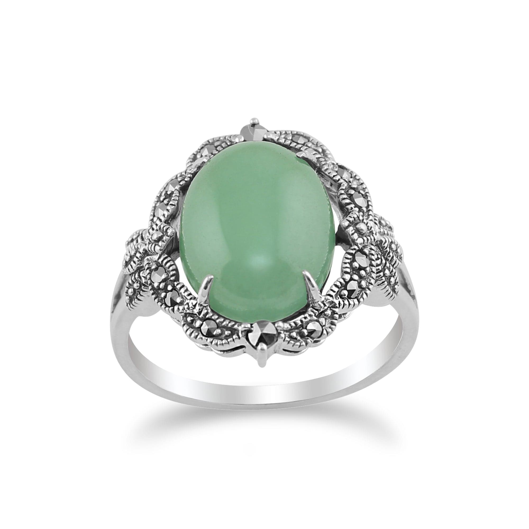 Ring Art Nouveau Jade Macasie Silver