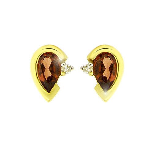 9ct Yellow Gold 0.45ct Pear Cut Garnet & Diamond Pear Stud Earrings Image