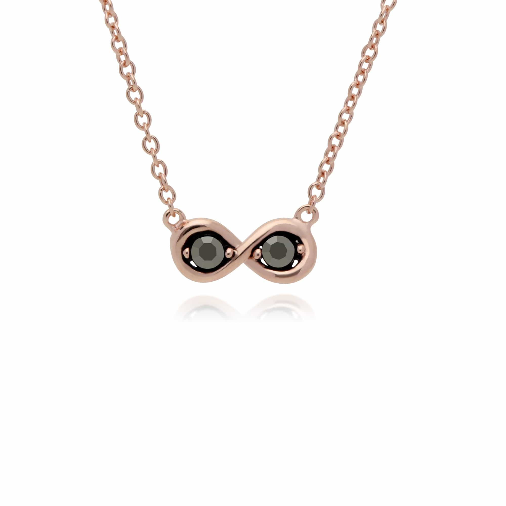 Rose Gold Plated Round Marcasite Infinity Necklace in 925 Sterling Silver - Gemondo