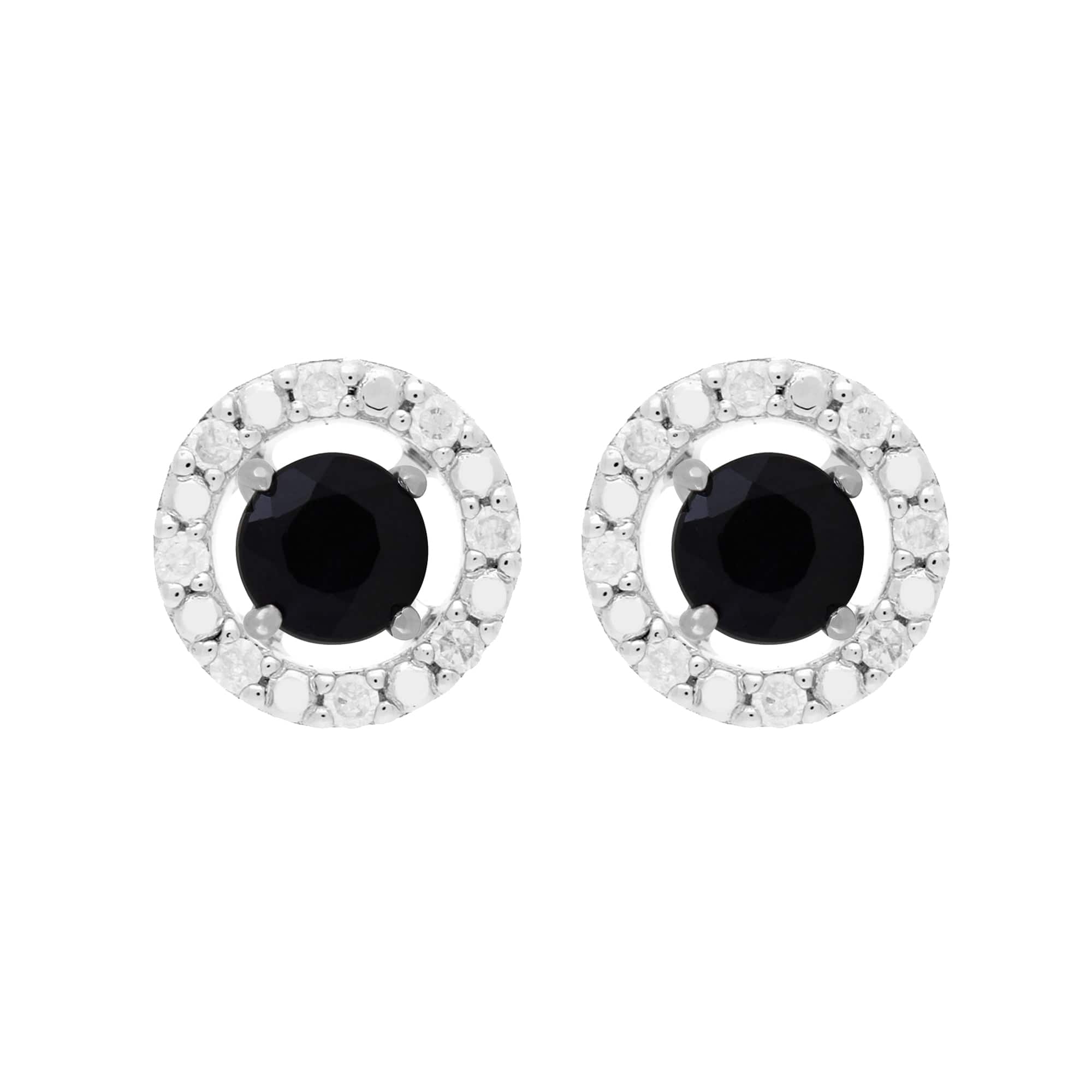 25167-162E0228019 Classic Round Dark Blue Sapphire Studs with Detachable Diamond Round Ear Jacket in 9ct White Gold 1