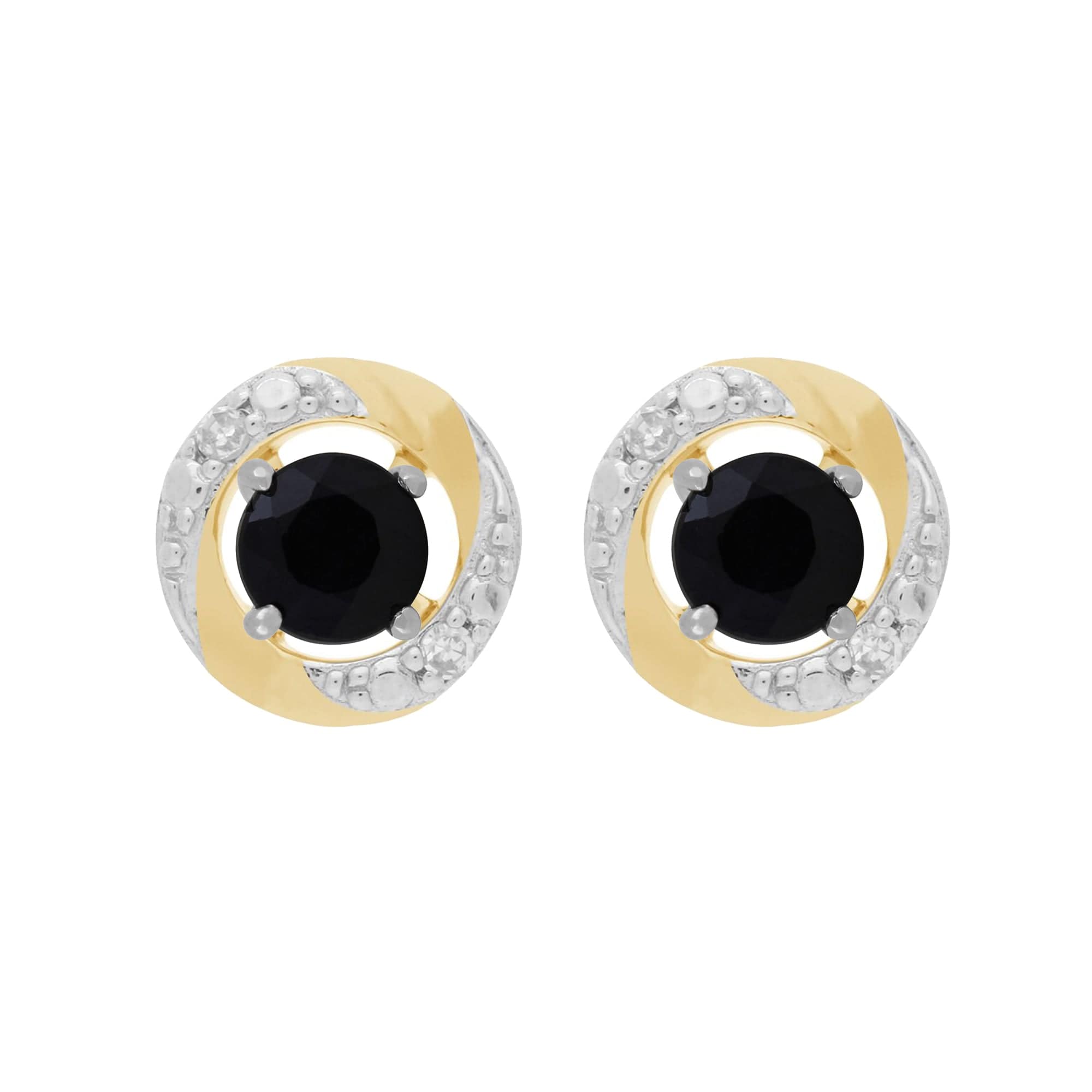 25167-191E0374019 9ct White Gold Dark Blue Sapphire Studs with Detachable Diamond Halo Ear Jacket in 9ct Yellow Gold 1