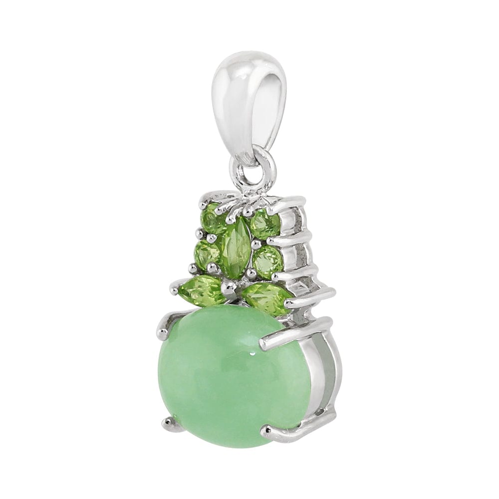 252P010409925 Classic Cabochon Green Jade & Peridot Cluster Pendant in Sterling Silver 2