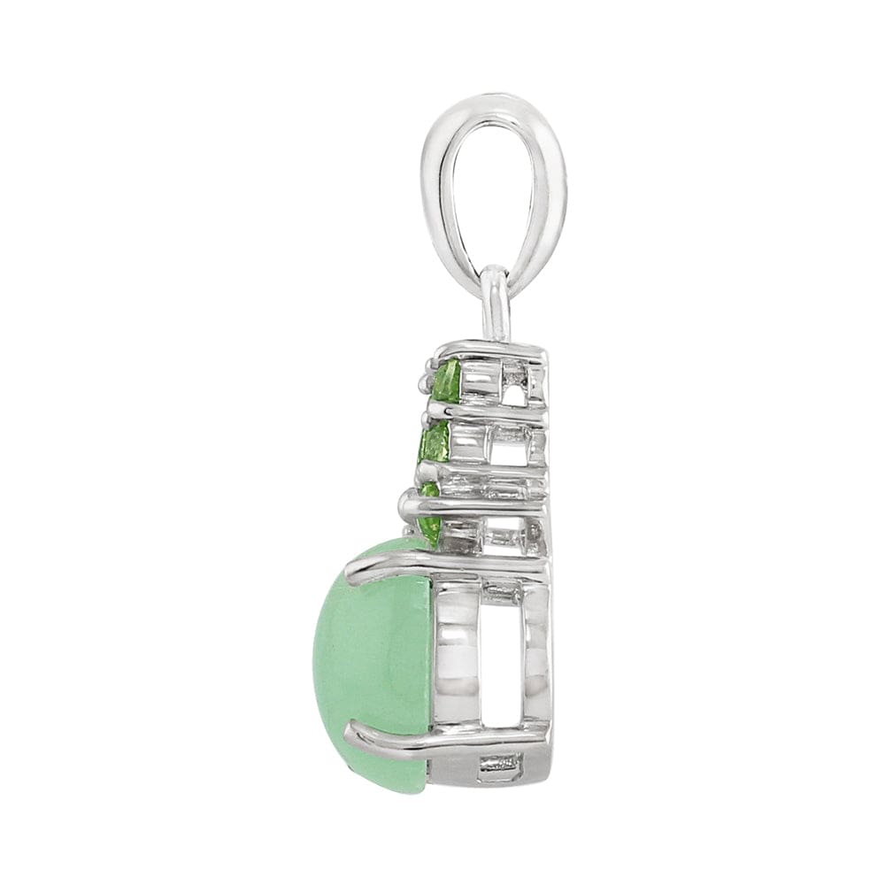 252P010409925 Classic Cabochon Green Jade & Peridot Cluster Pendant in Sterling Silver 3