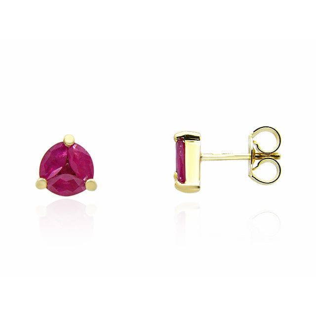 25369 9ct Yellow Gold 0.88ct Natural Ruby Round Stud Earrings 1