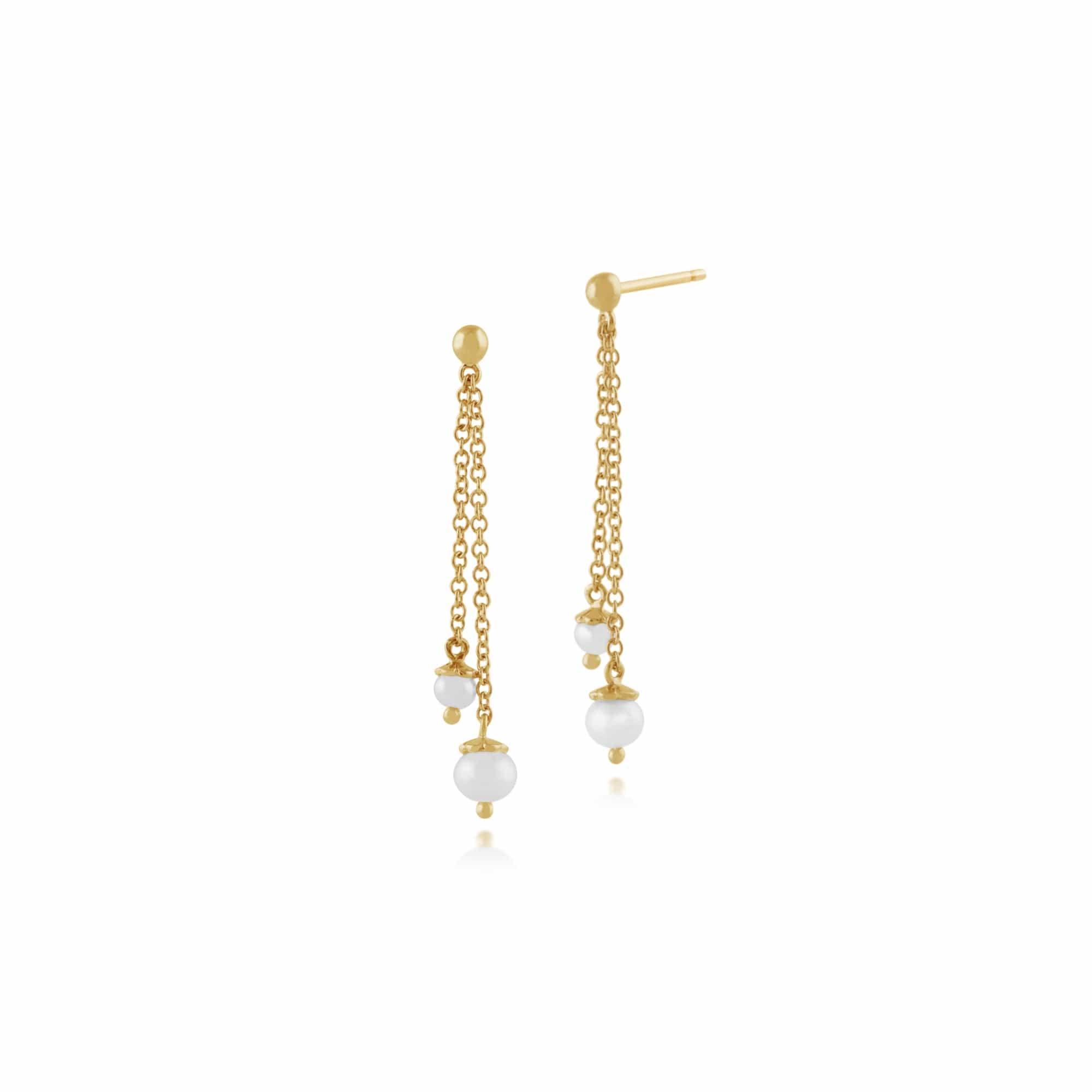 Gemondo 925 Gold Plated Sterling Silver 1.40ct Freshwater Pearl Drop Earrings Image
