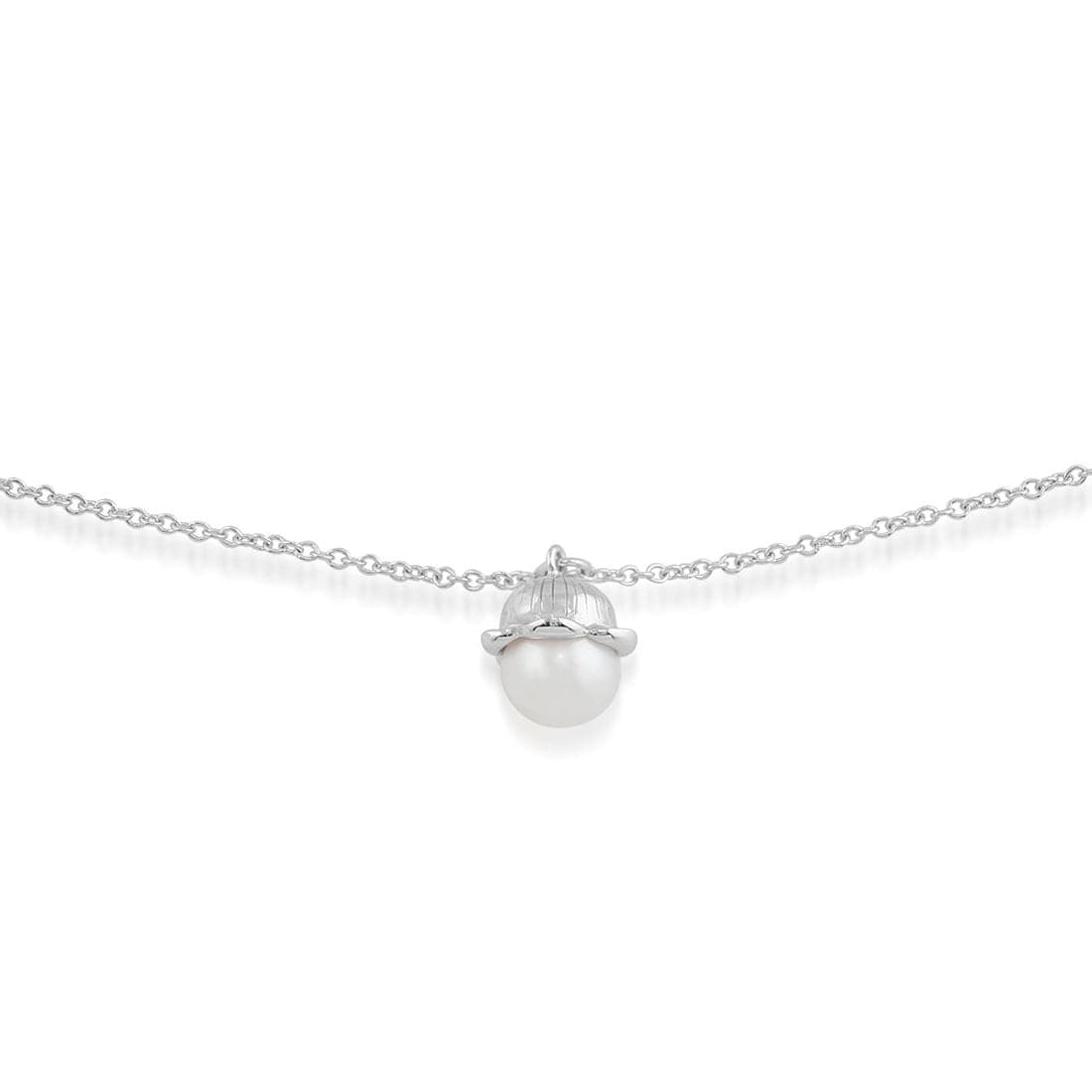Floral Pearl Lily Single Stone Bracelet in 925 Sterling Silver - Gemondo