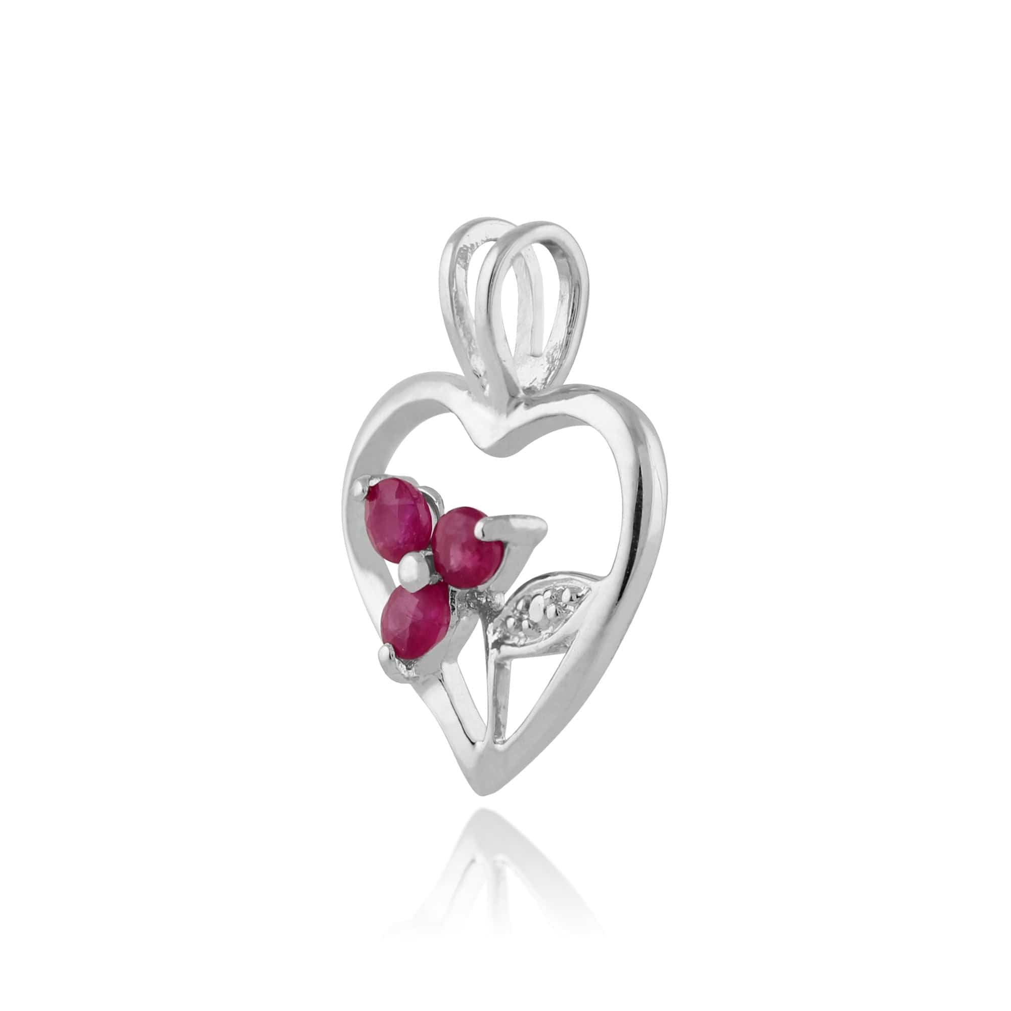 Floral Round Ruby Pendant in 925 Sterling Silver - Gemondo
