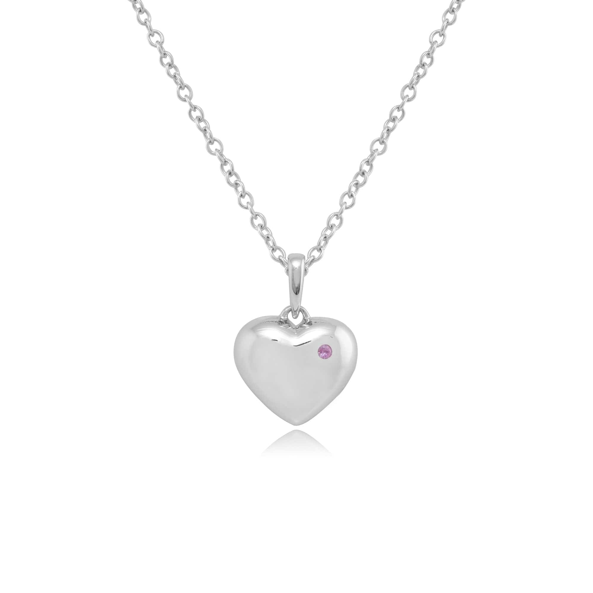 Gemondo Sterling Silver Pink Sapphire Heart Pendant on 45cm Chain Image