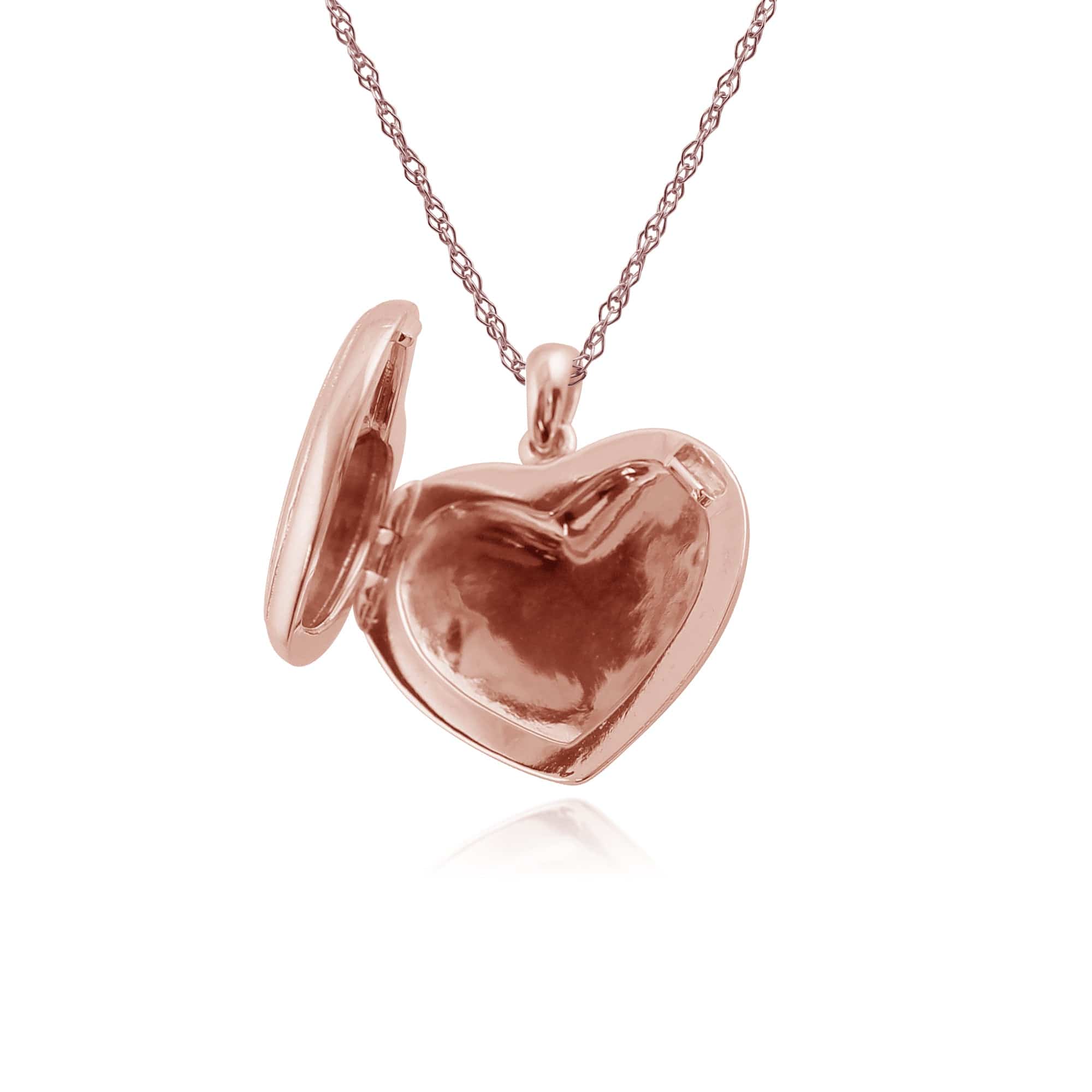 Classic Round Diamond Heart Shaped Locket in Rose Gold Plated Sterling Silver - Gemondo