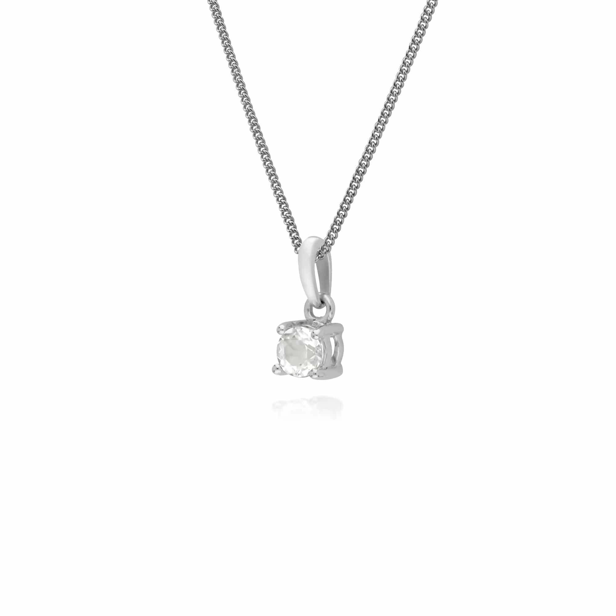 Sterling Silver Round White Topaz 45cm Necklace - Gemondo