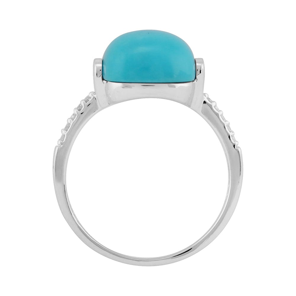 253R408201925 925 Sterling Silver 3.40ct Turquoise Cabochon & 6pt Diamond Single Stone Ring 3