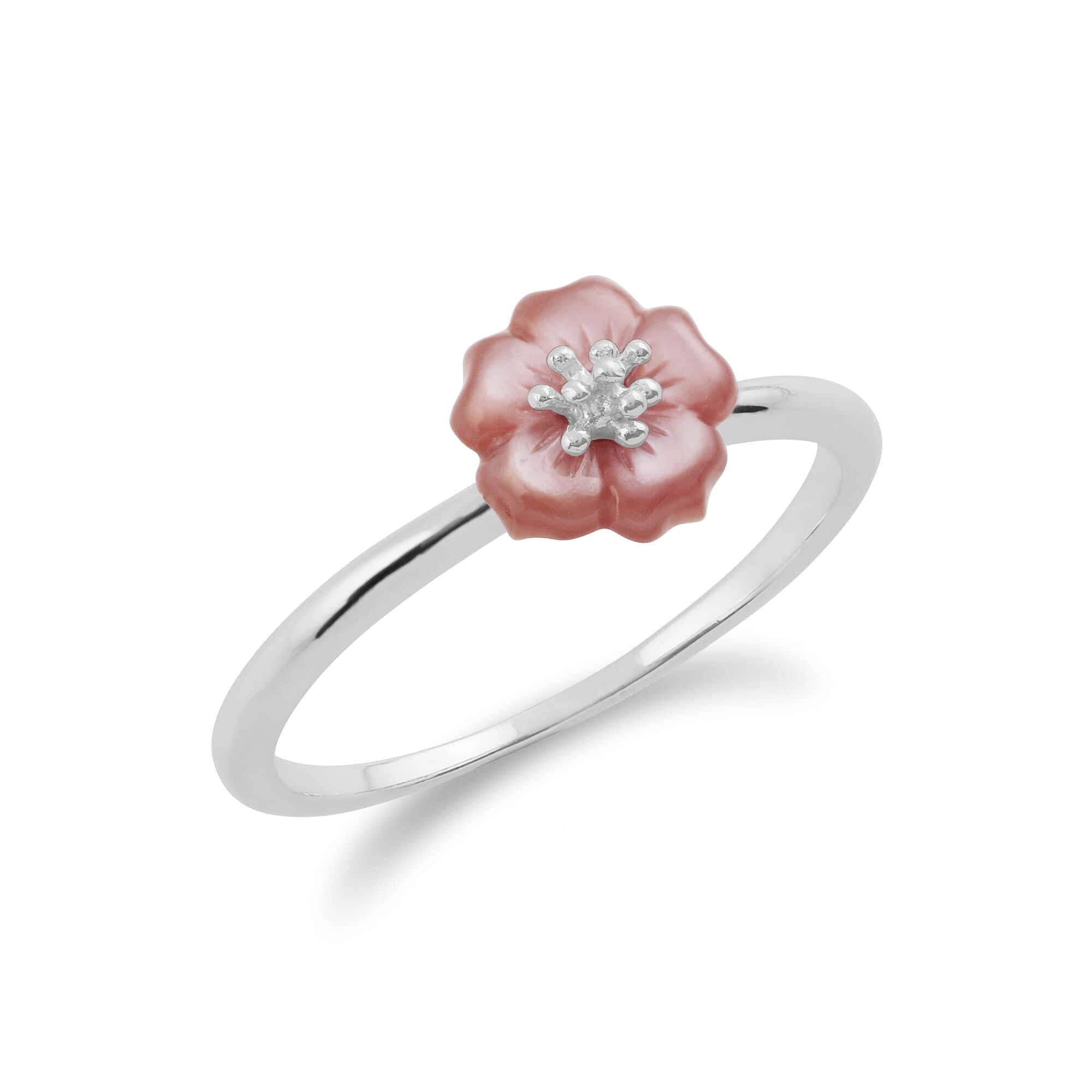 253R501702925 Gemondo Silver Pink Mother of Pearl Cherry Blossom Ring 2