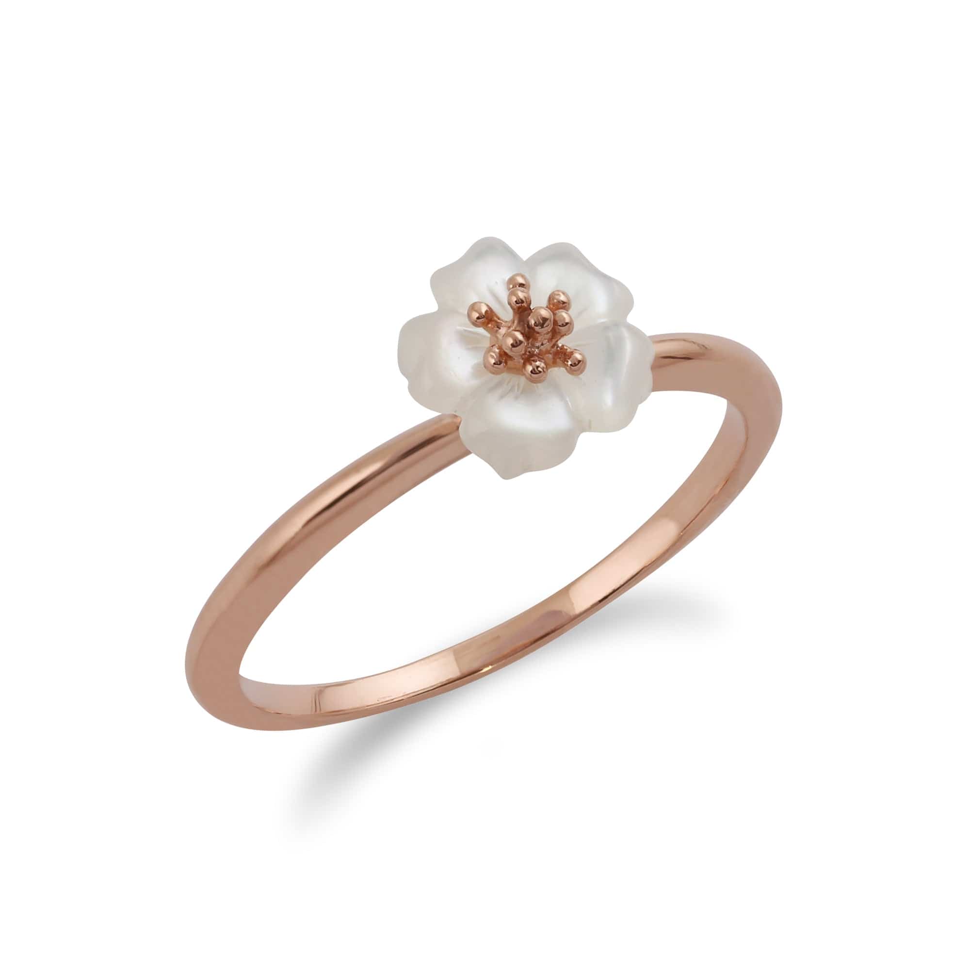 253R506501925 Gemondo Rose Gold Plated Silver Mother of Pearl Cherry Blossom Ring 2