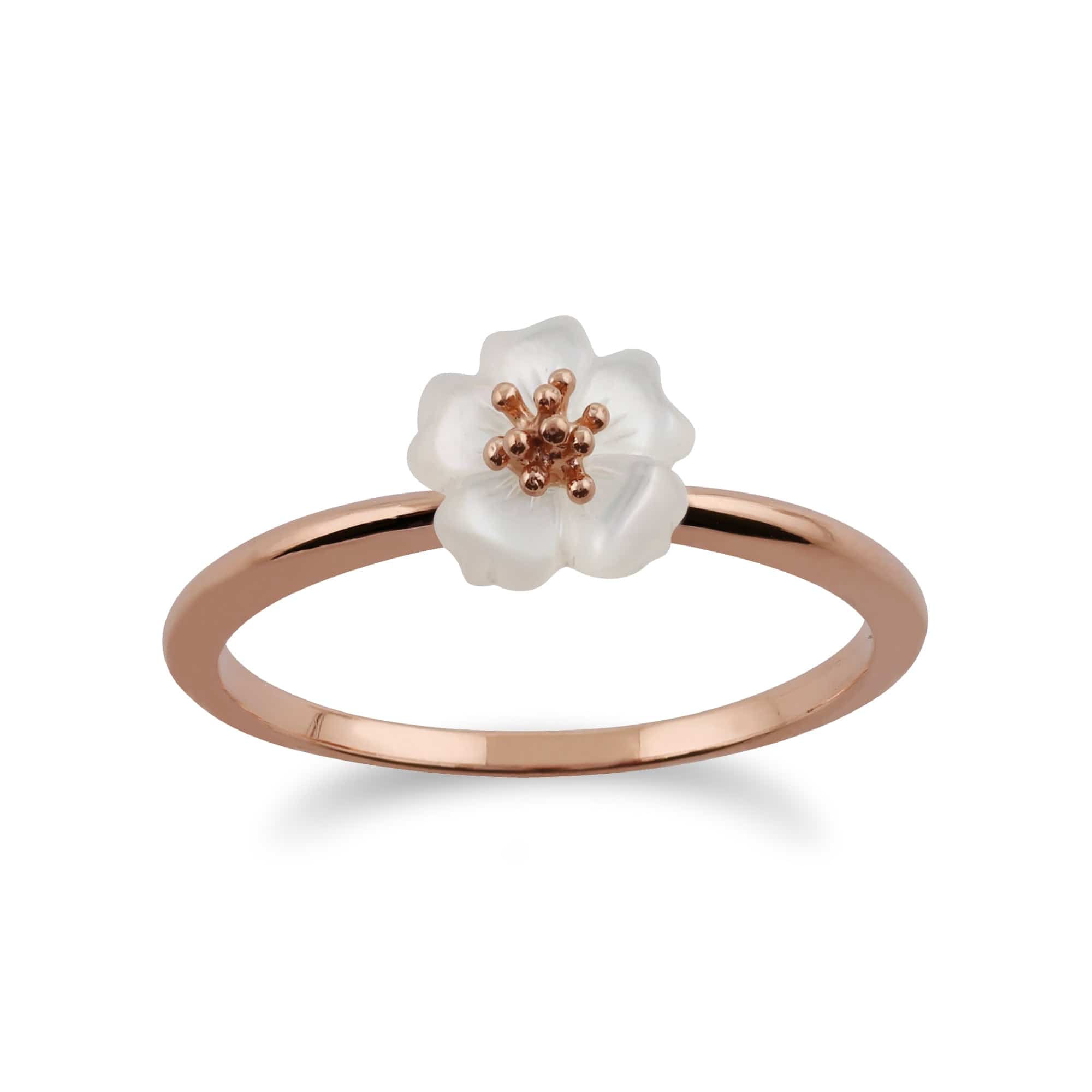 Gemondo Rose Gold Plated Silver Mother of Pearl Cherry Blossom Ring Image 1