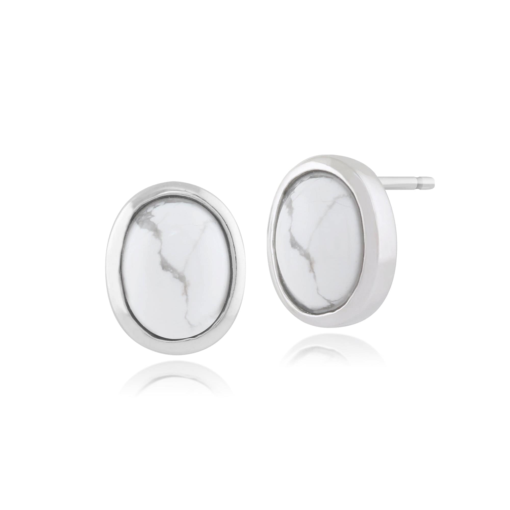 Gemondo 925 Sterling Silver Magnesite Oval Stud Earrings - Gemondo