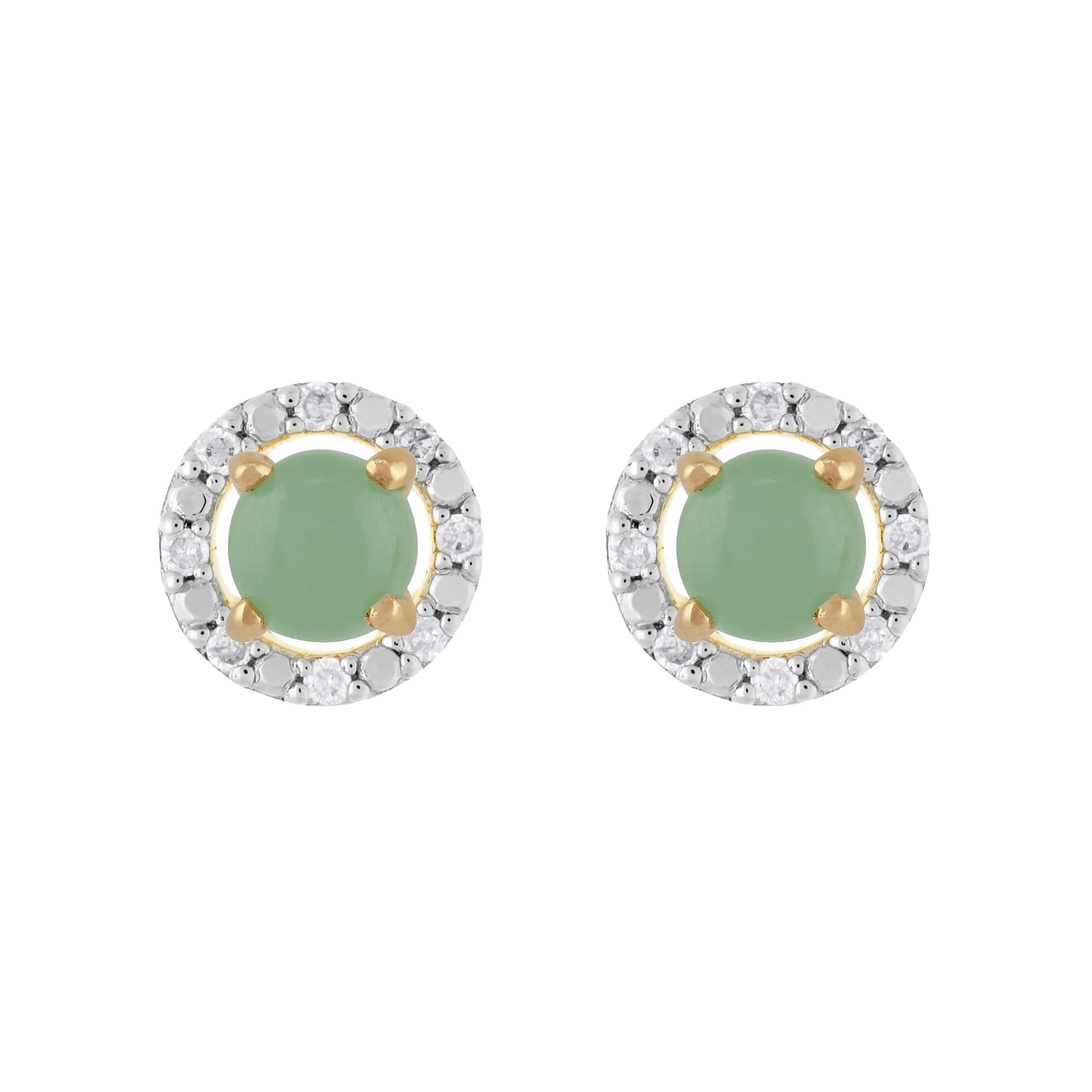 26943-191E0376019 Classic Round Jade Stud Earrings with Detachable Diamond Round Earrings Jacket Set in 9ct Yellow Gold 1