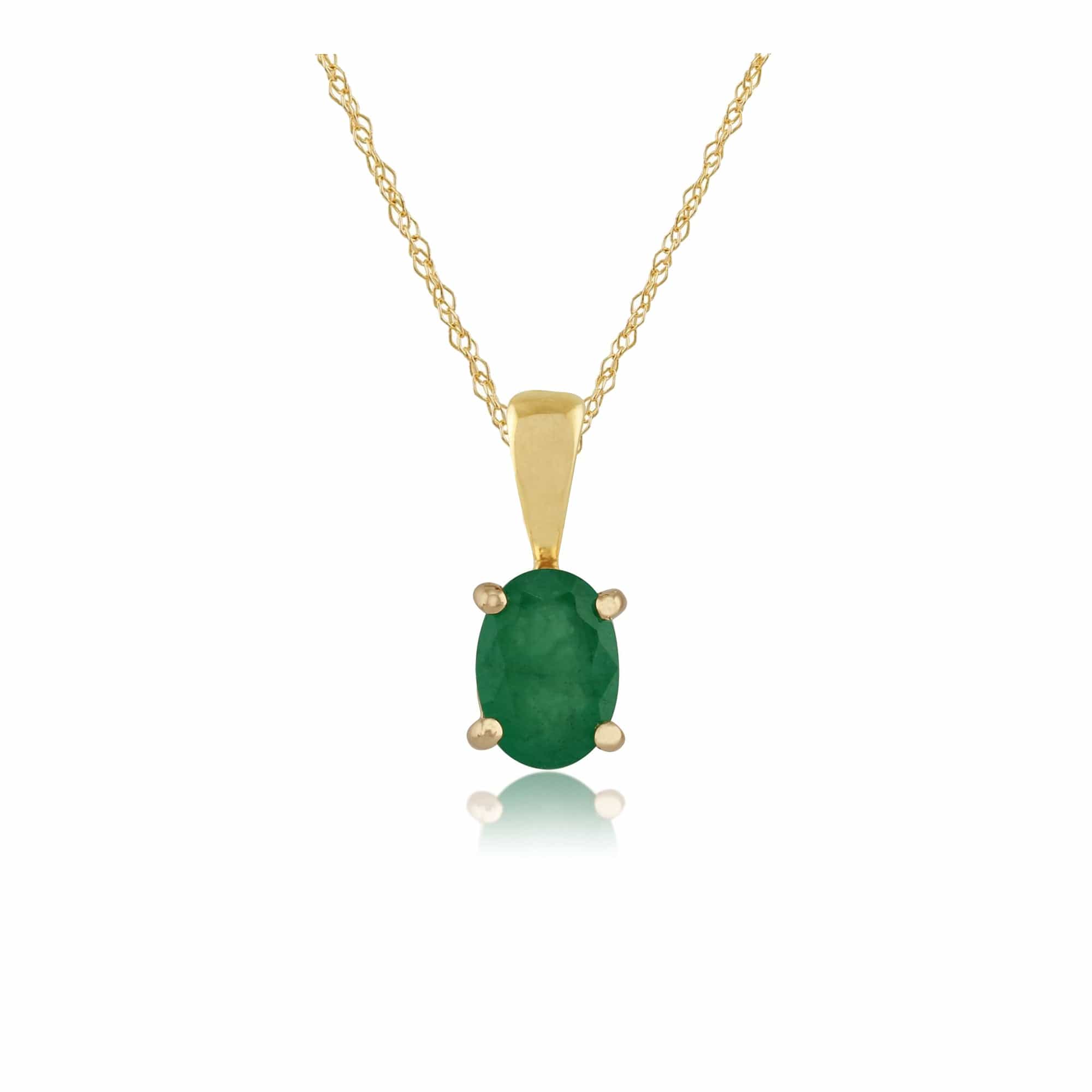 27058 Classic Oval Emerald Pendant in 9ct Yellow Gold 1