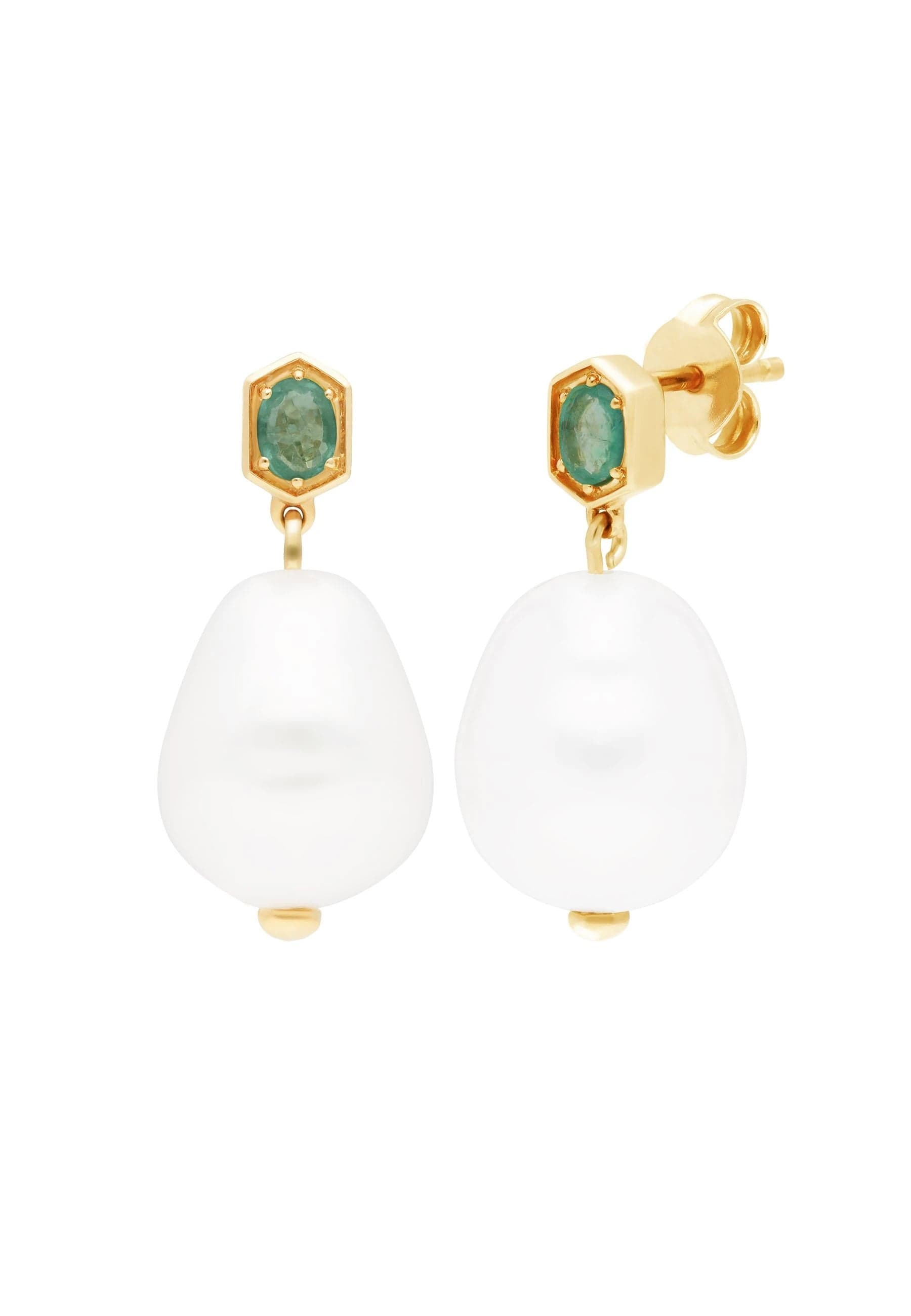 270E028205925 Modern Baroque Pearl & Amethyst Drop Earrings in Gold Plated Silver 5