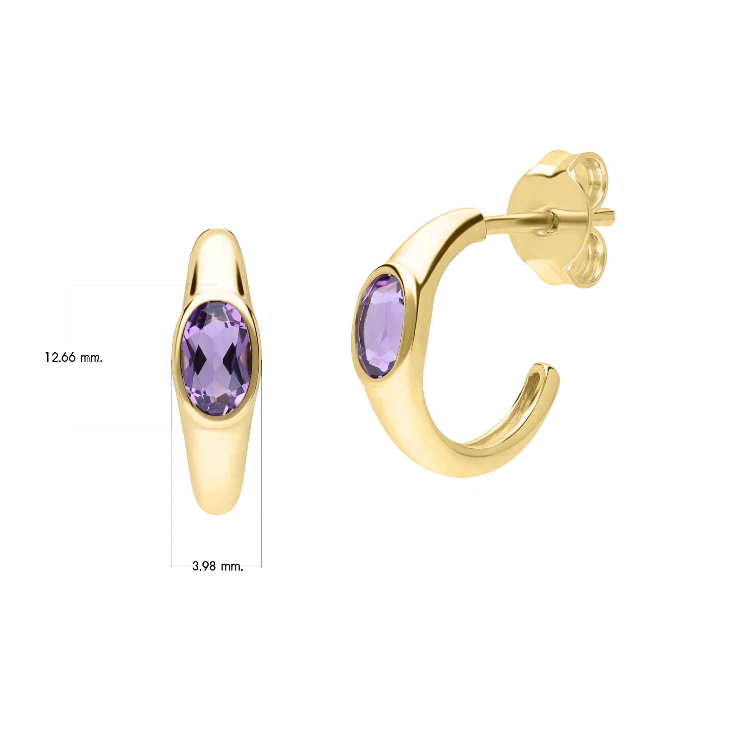 Modern Classic Oval Amethyst Stud Earrings in 18ct Gold Plated Silver