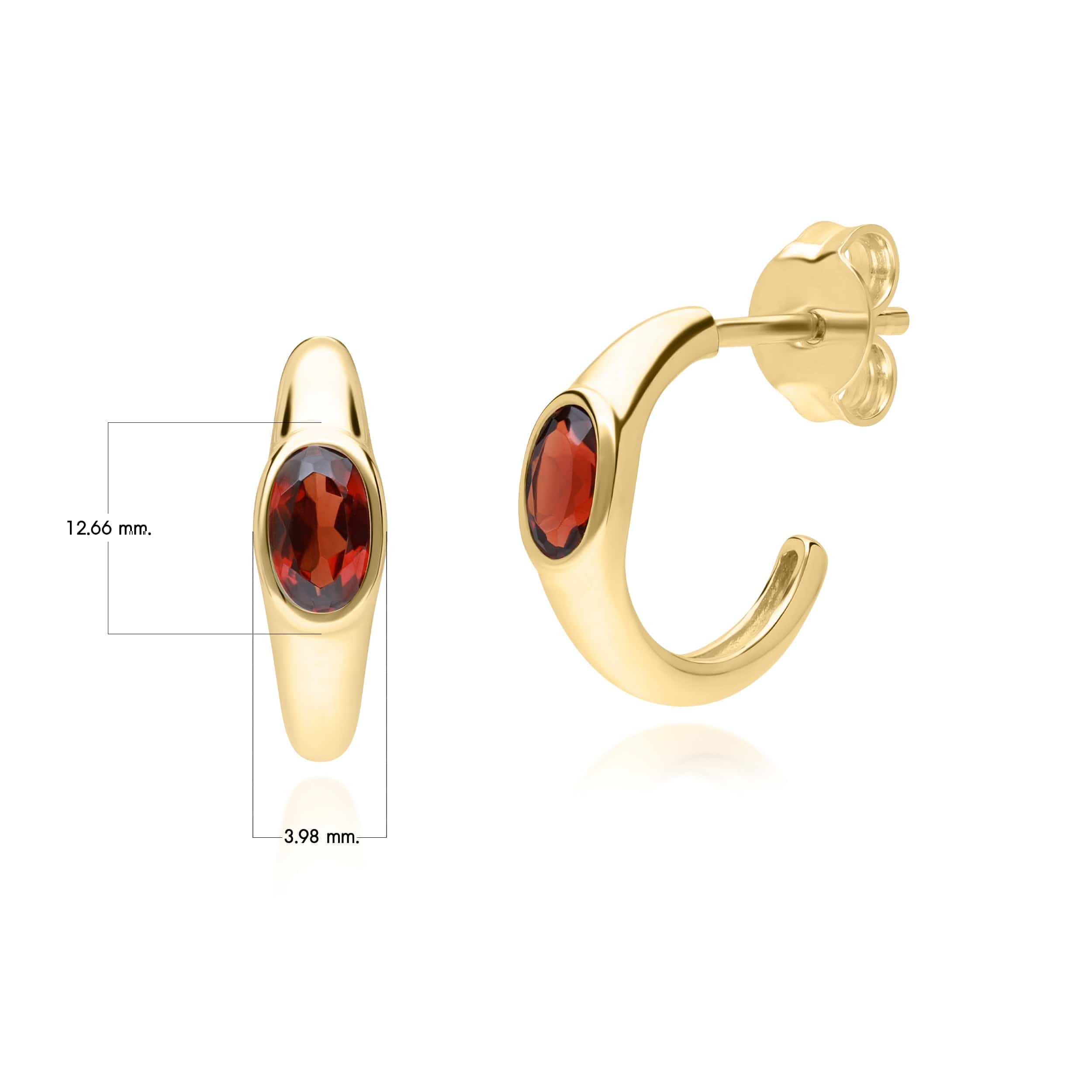 Modern Classic Oval Garnet Stud Earrings in 18ct Gold Plated Silver