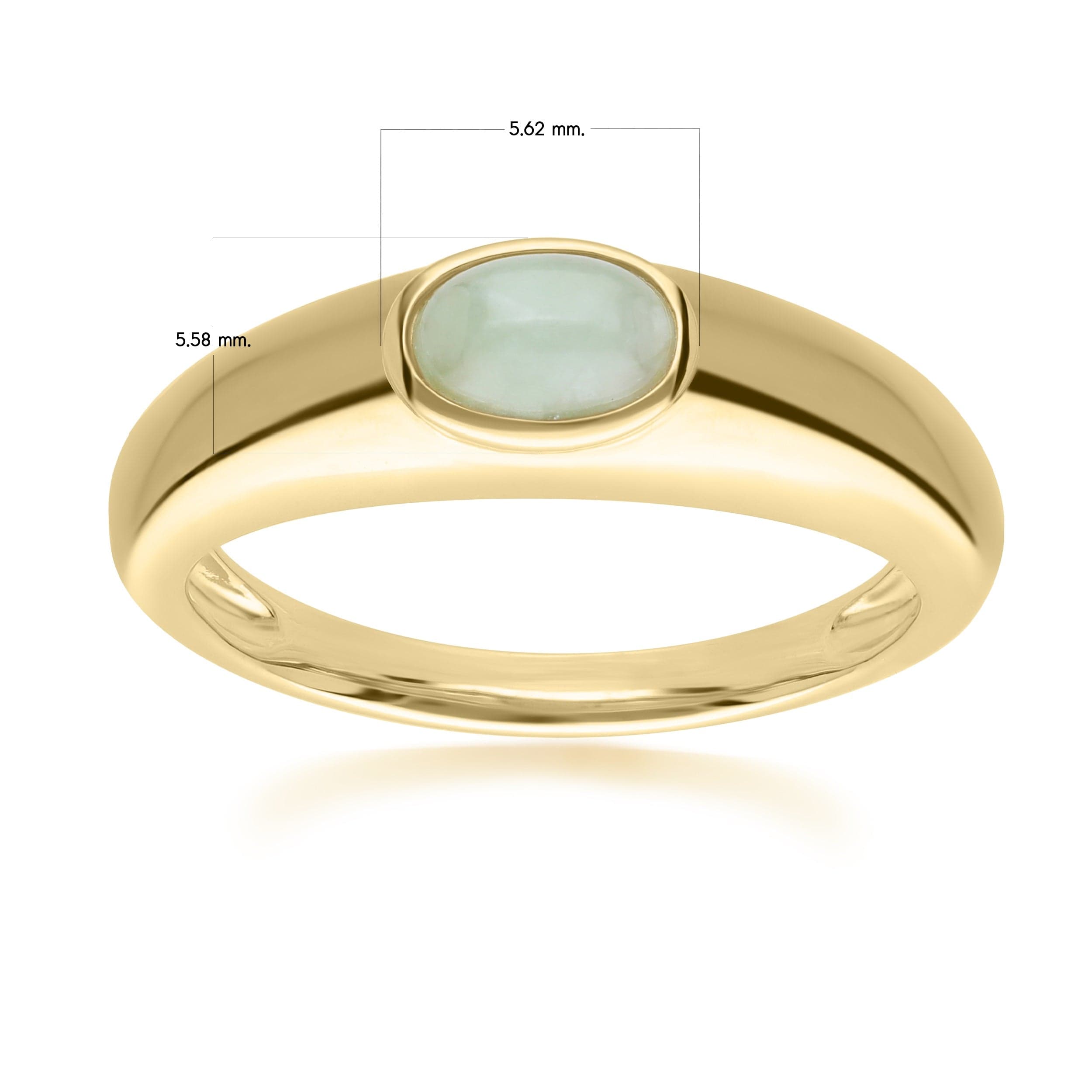 Modern Classic Oval Jade Green Ring in 18ct Gold Plated Silver