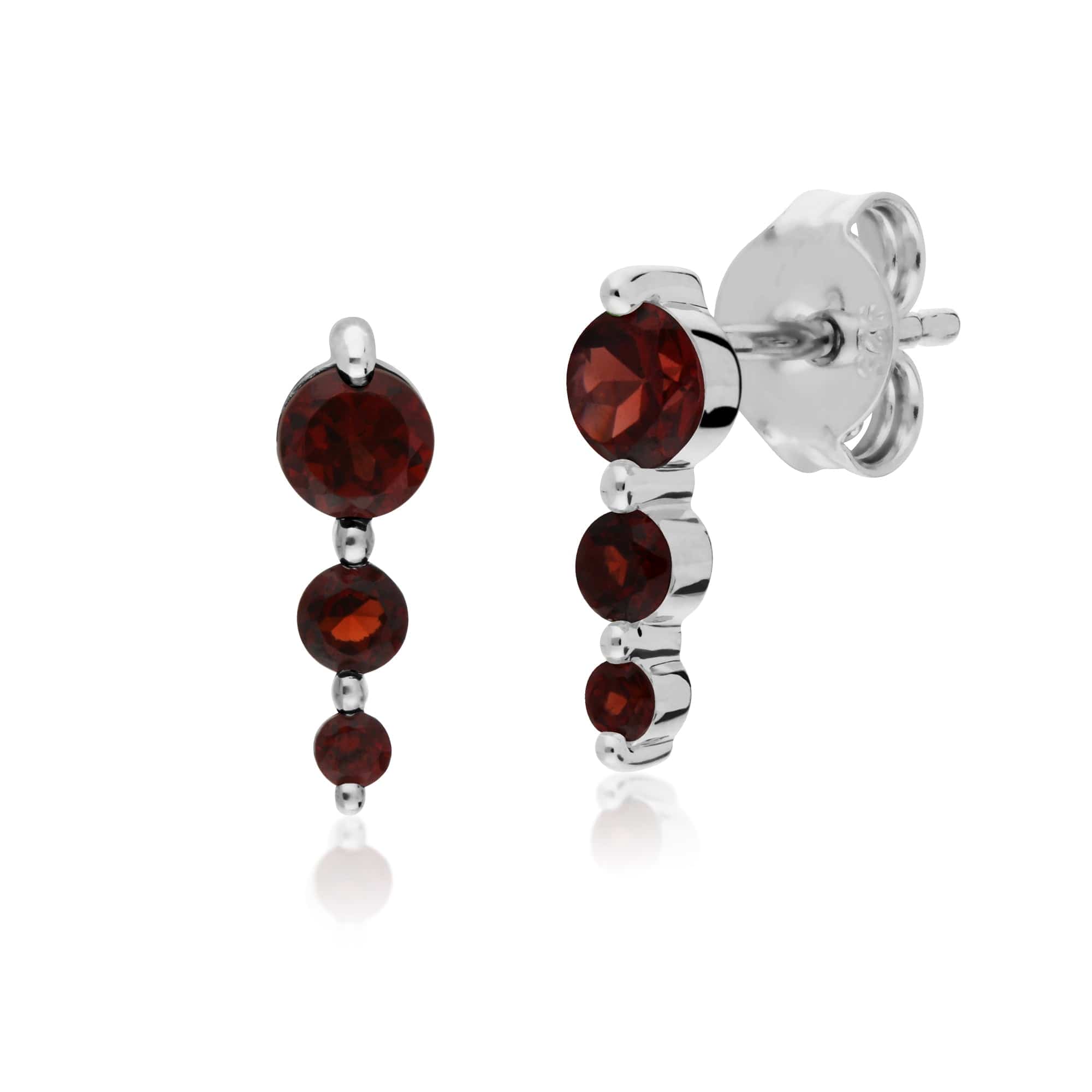 270E025502925-270N034202925 Classic Round Garnet Three Stone Gradient Earrings & Necklace Set in 925 Sterling Silver 2