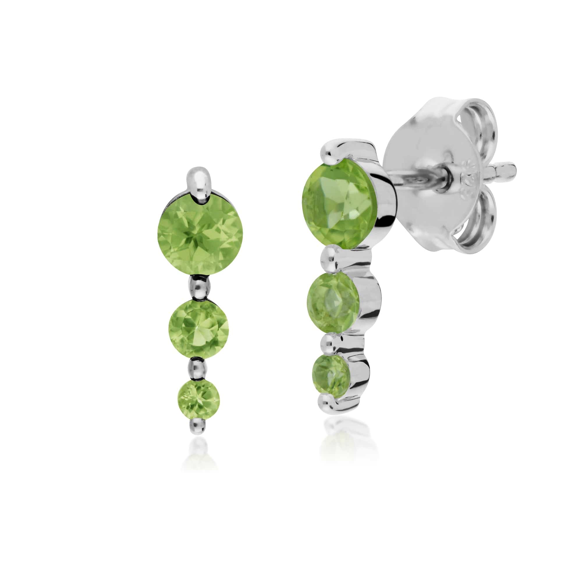 270E025504925-270N034204925 Classic Round Peridot Three Stone Gradient Earrings & Necklace Set in 925 Sterling Silver 2