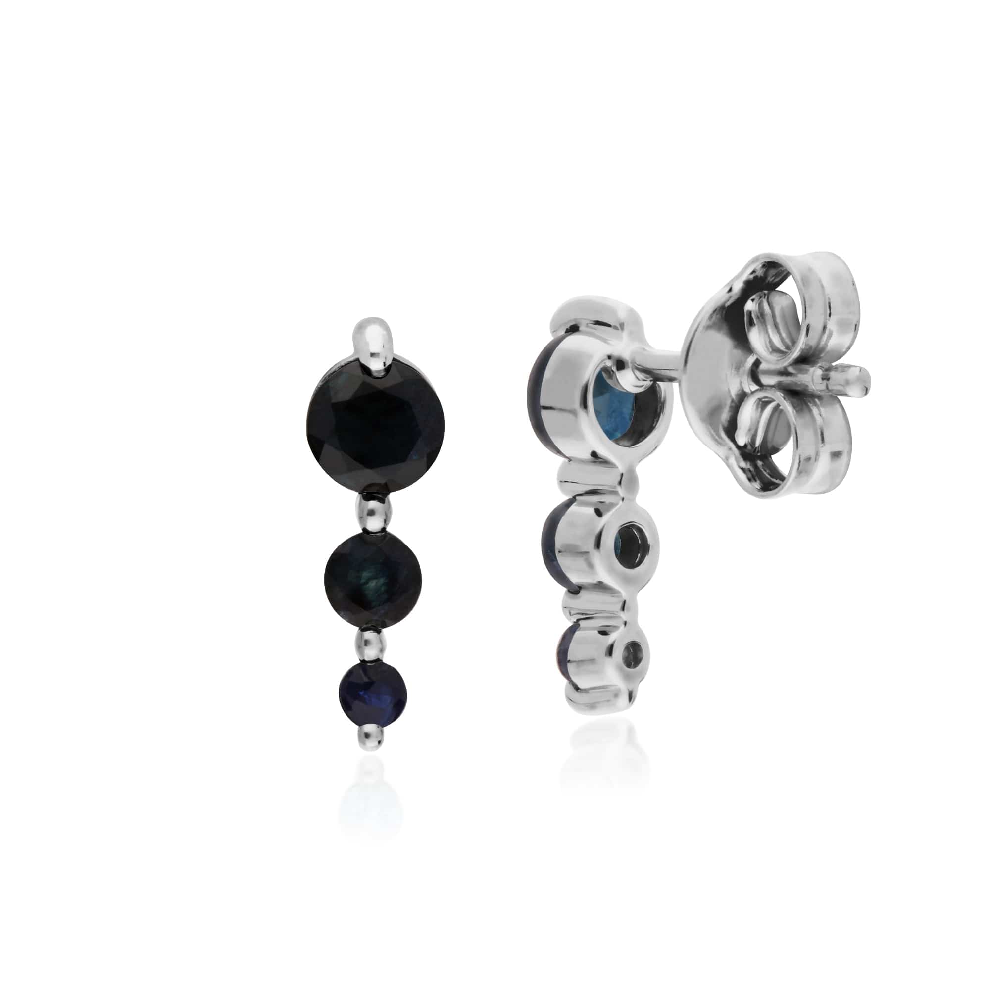 270E025506925 Classic Round Sapphire Gradient Drop Stud Earrings in 925 Sterling Silver 2