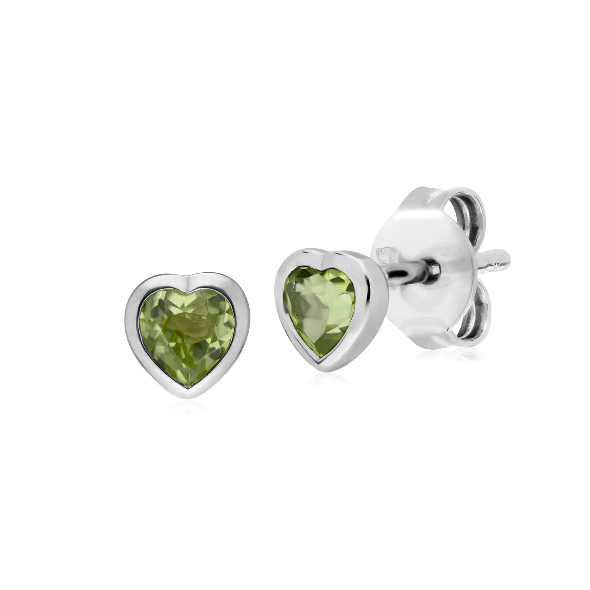 270E026104925-270P028704925 Classic Heart Peridot Stud Earrings & Pendant Set in 925 Sterling Silver 2