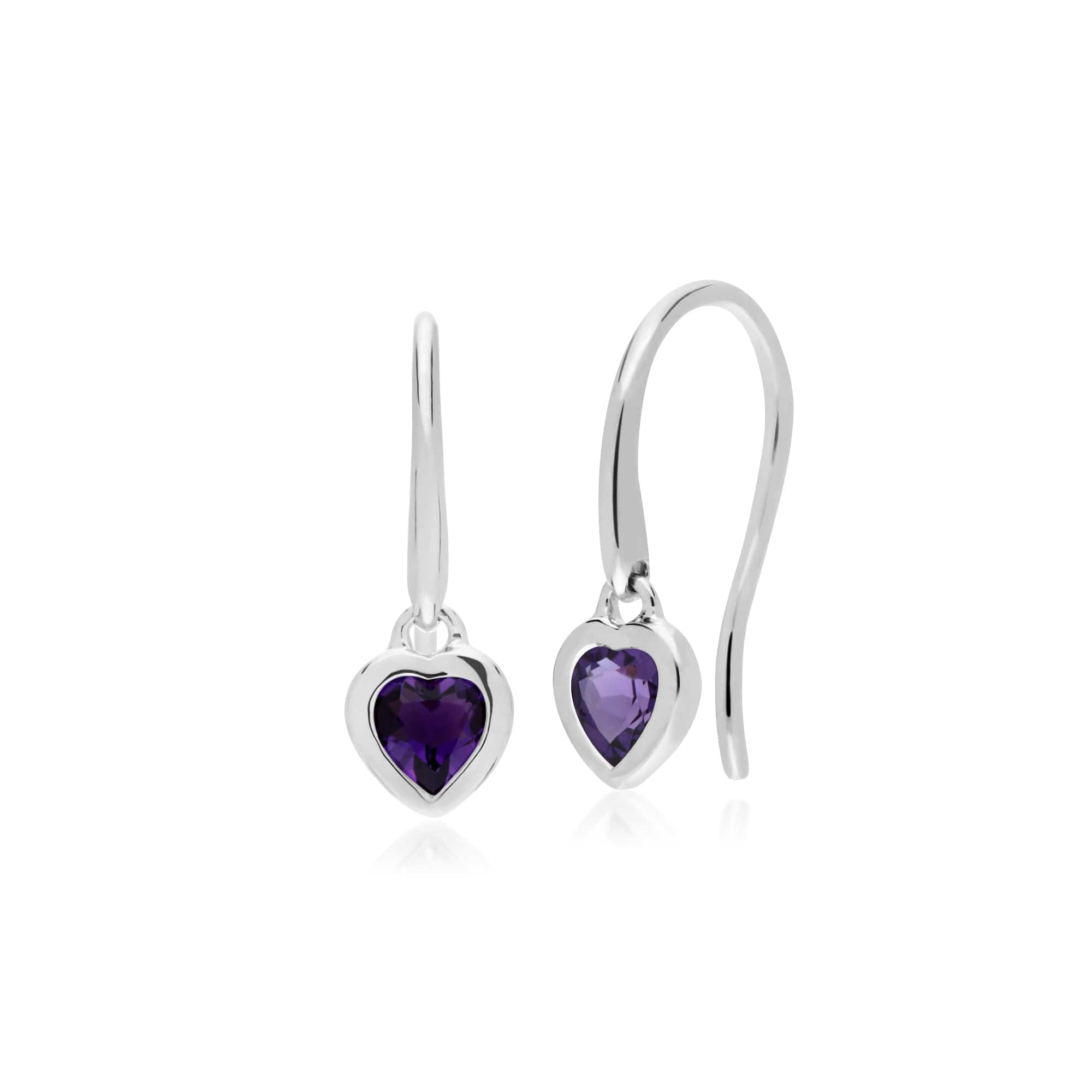 270E026201925-270P028701925 Classic Heart Amethyst Drop Earrings & Pendant Set in 925 Sterling Silver 2