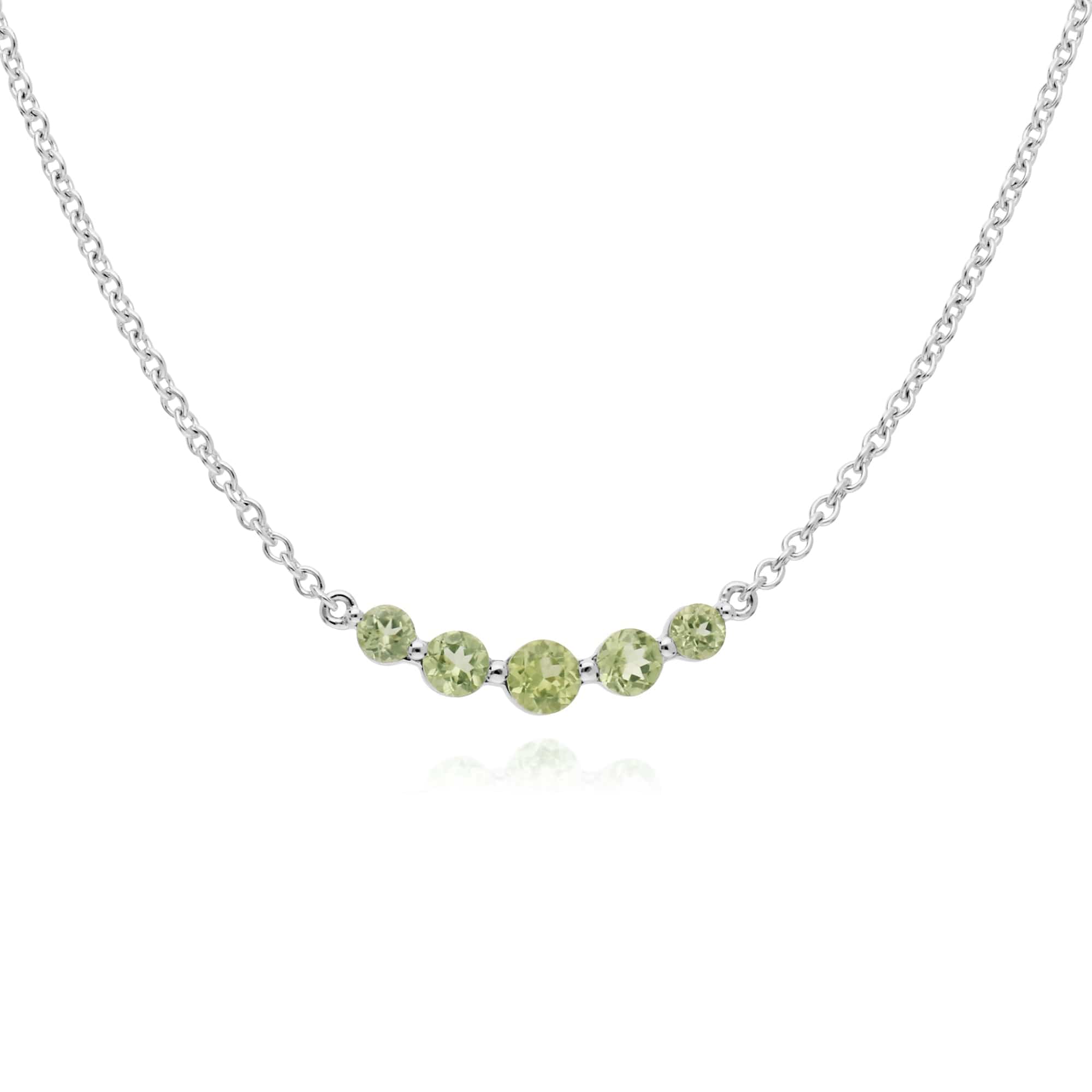 270N034104925-270R055904925 Classic Round Peridot Five Stone Gradient Ring & Necklace Set in 925 Sterling Silver 2